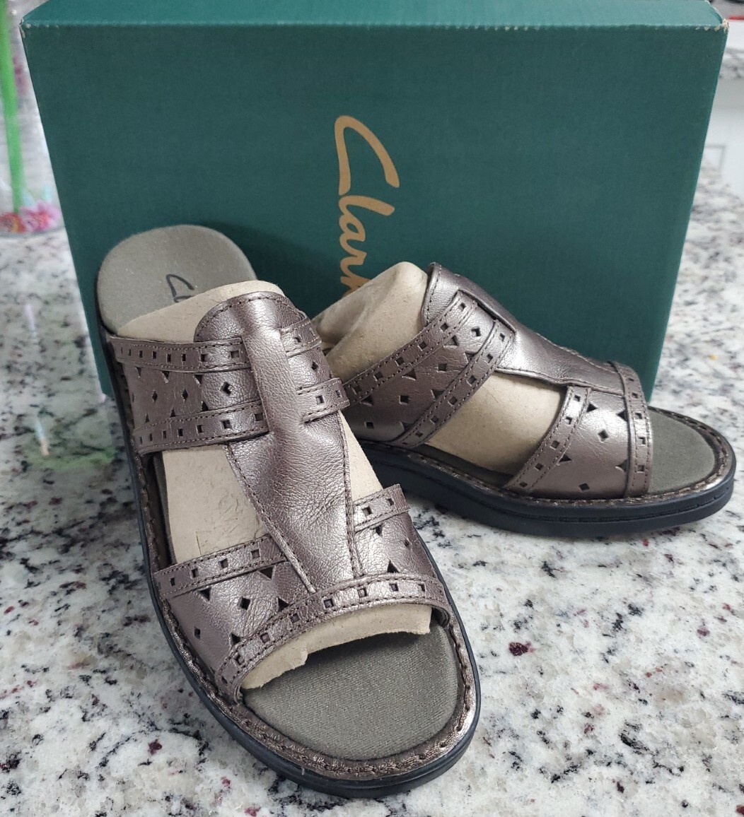Clarks Patty Athens Pewter Sz 8 Slides #37168