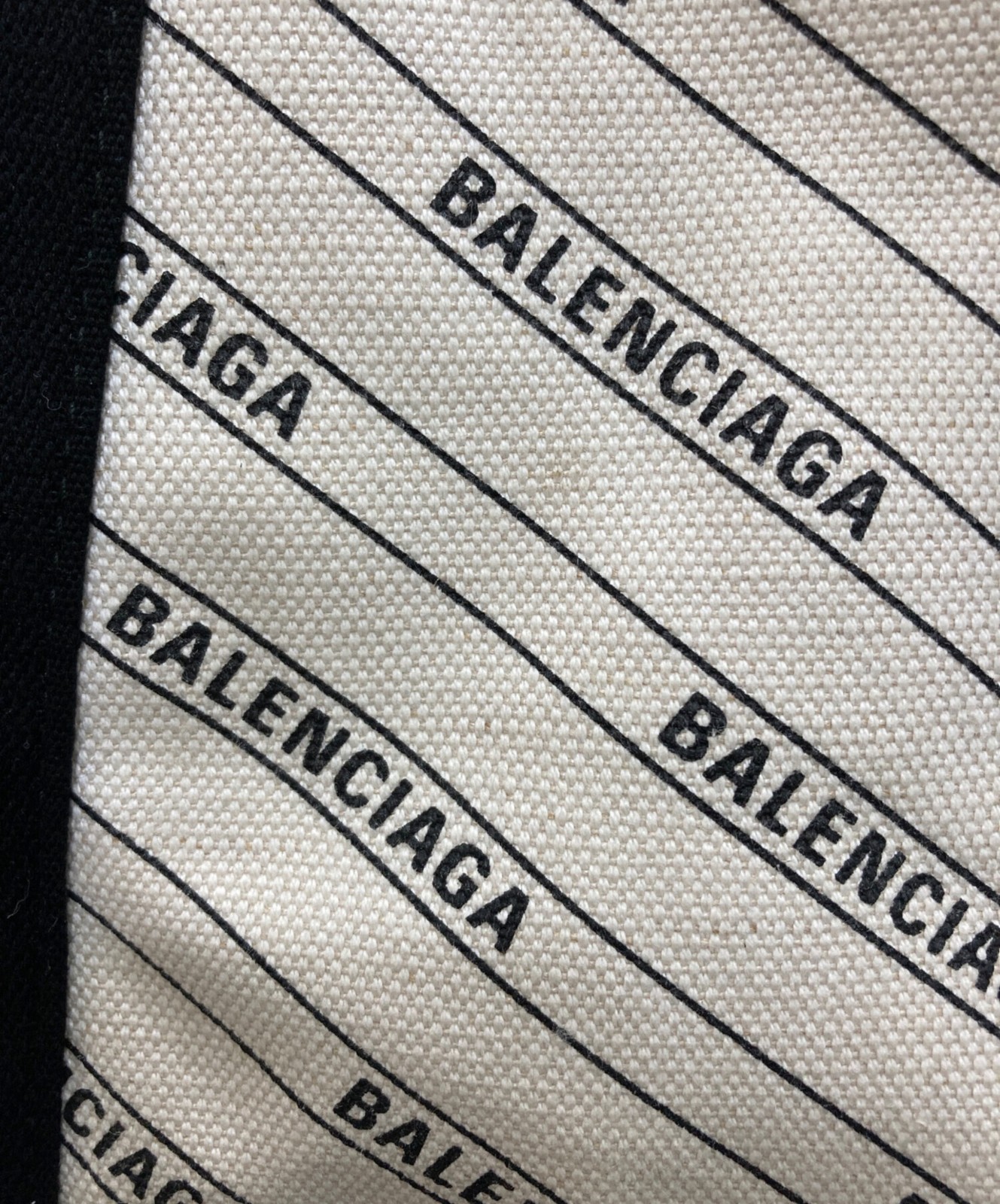 BALENCIAGA Tote Bag Navy Cabas Canvas Size 11.6 in Color White Black 99