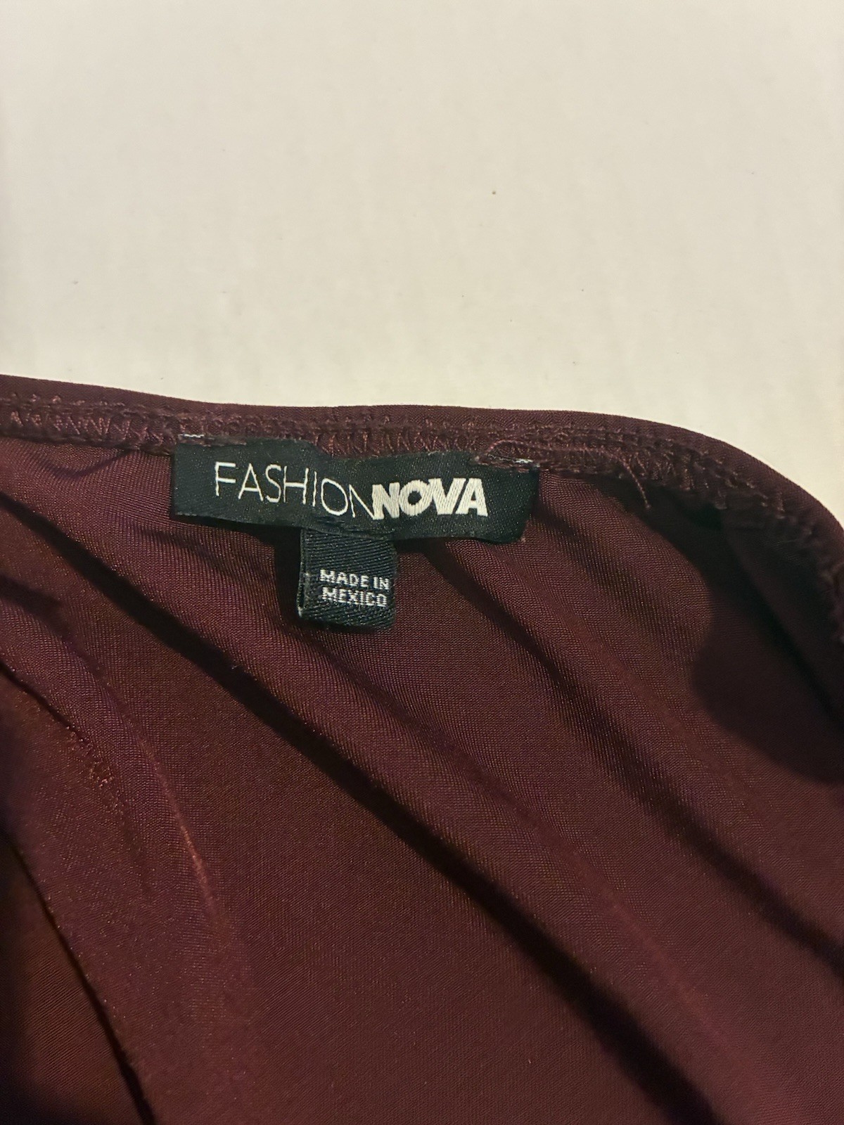 Fashion Nova Burgundy Ruched Drawstring Bodycon Mini Dress V-Neck M