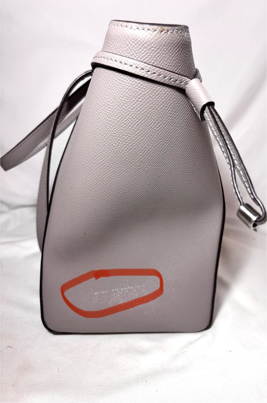 MICHAEL KORS LARGE XL DRAWSTRING ZIP TOTE LAPTOP MK GRAY LEATHE TRAVEL