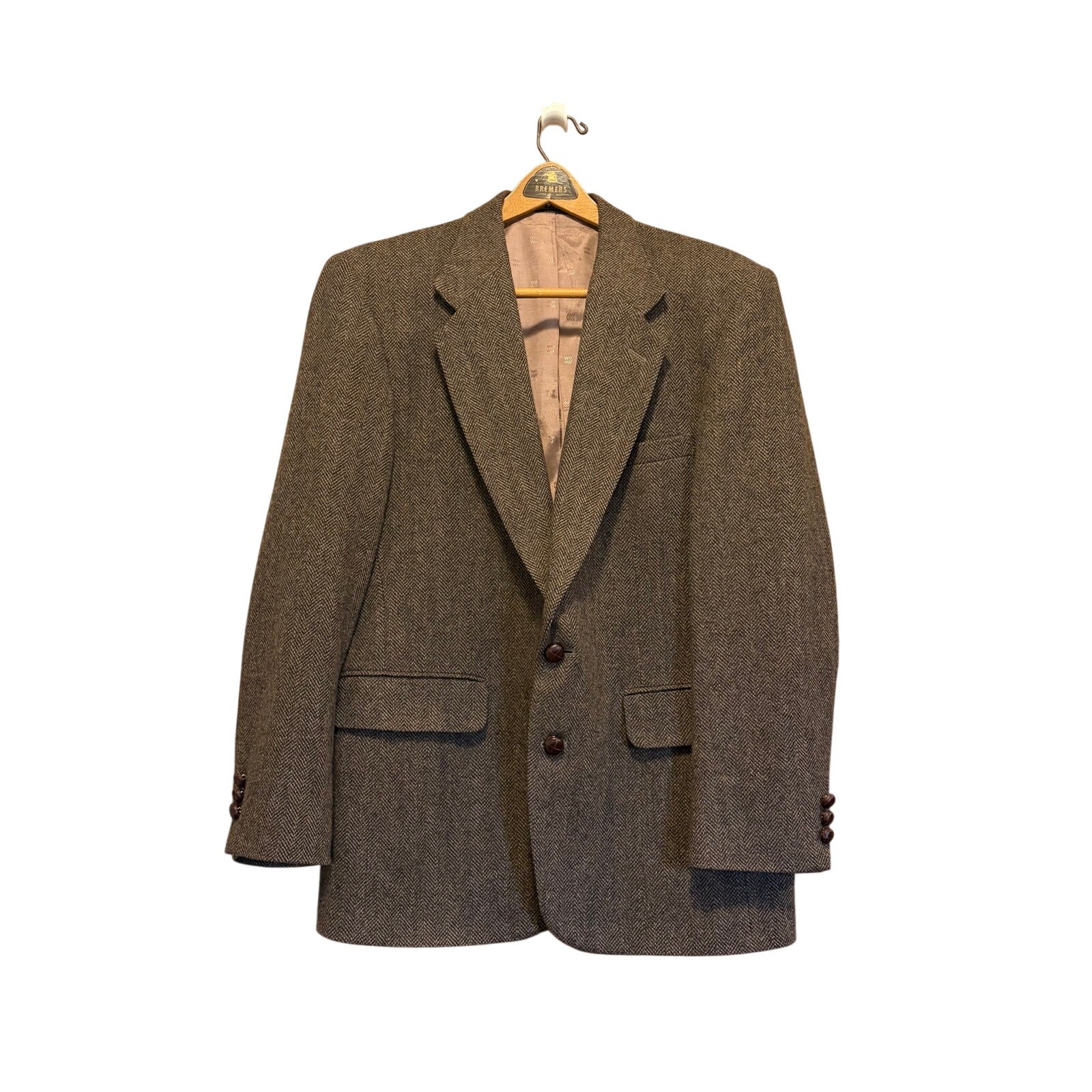 Vintage Deansgate 100% Wool Herringbone Blazer 41R 2-Button Sport Coat Tweed