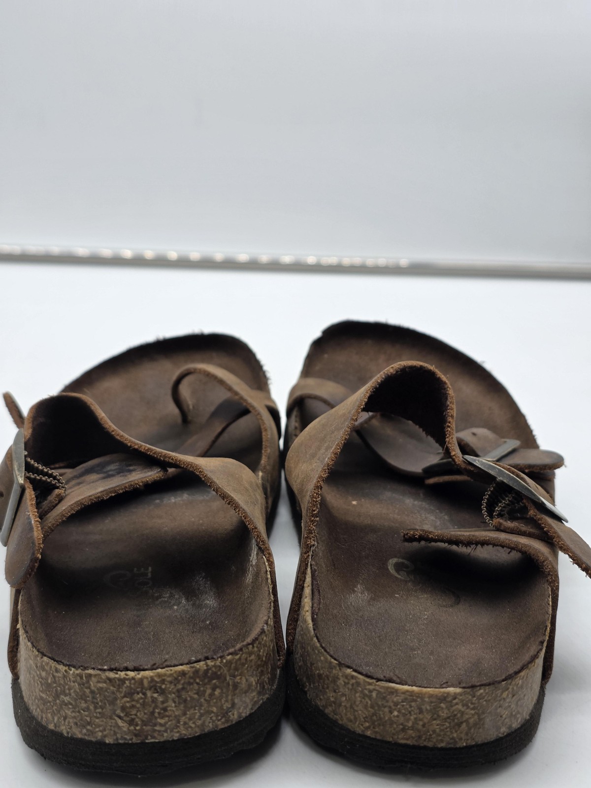 Mountain Sole Sandals Womens Size 6 Brown Leather Strappy Cork Damage Shoes