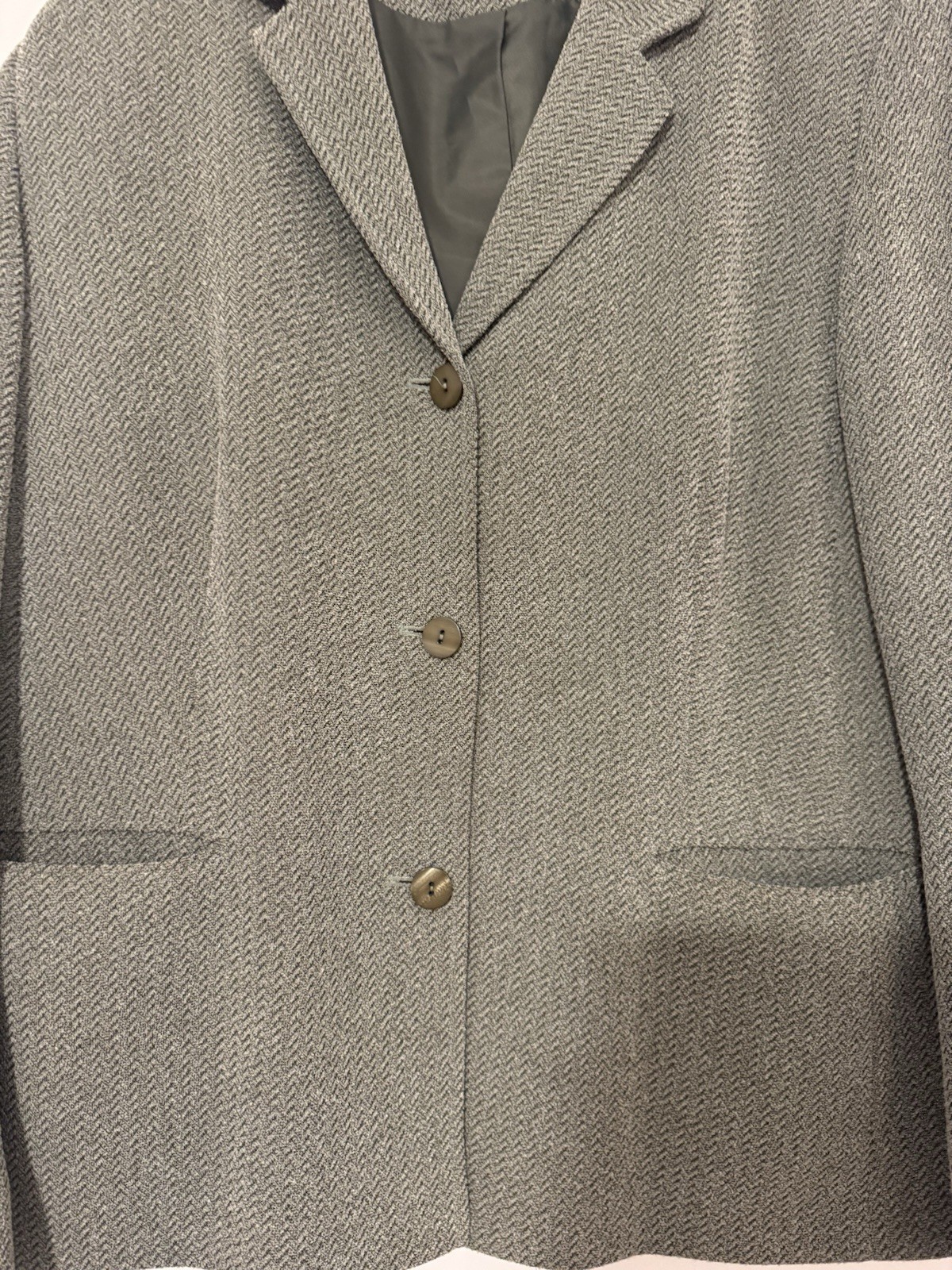 Eastex Vintage Grey Herringbone Wool Blend Blazer – Site 20 – New Without Tags