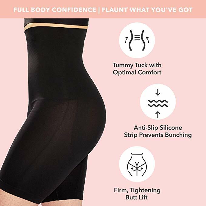 Shaperin All Day High-Waisted Body Shaper Shorts Slim Tummy Control Shapewear US