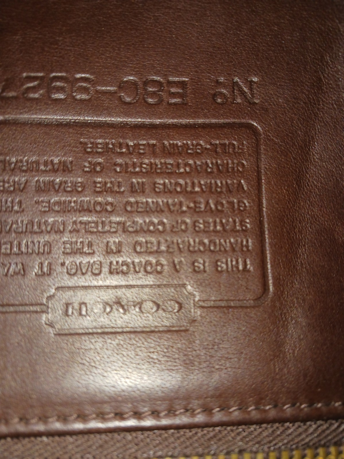 No. E80-9927 identifies your bag as a Coach Willis Bag, Style 9927 made in 1990.