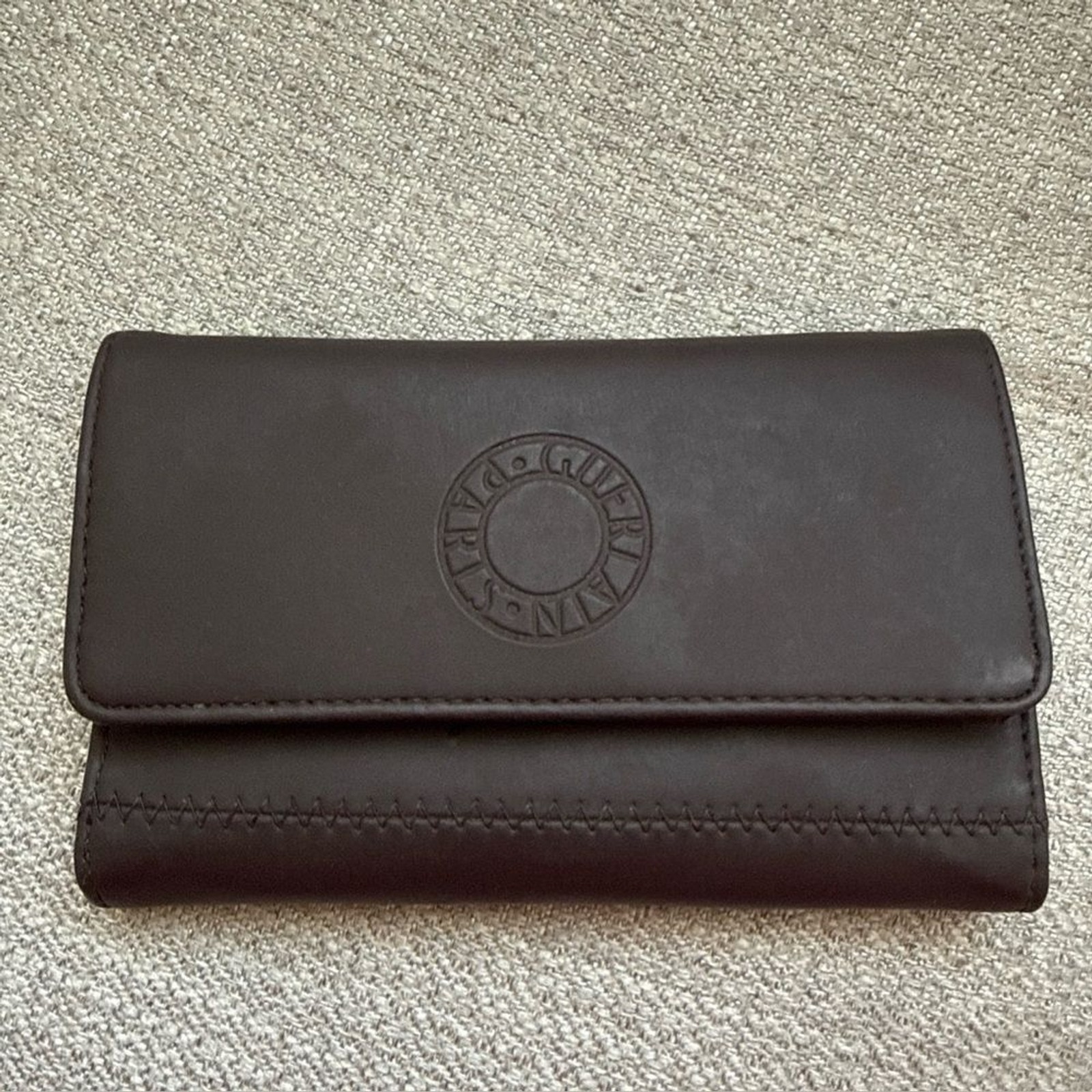 Vintage Guerlain Brown Tri-fold PVC Wallet, EUC!