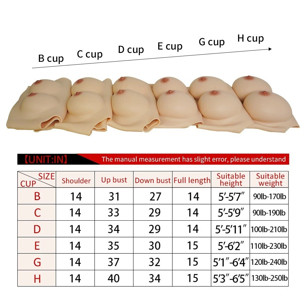 B-H Cup Silicone Breastplate Breast Forms Realistic Fake Boobs For Crossdresser