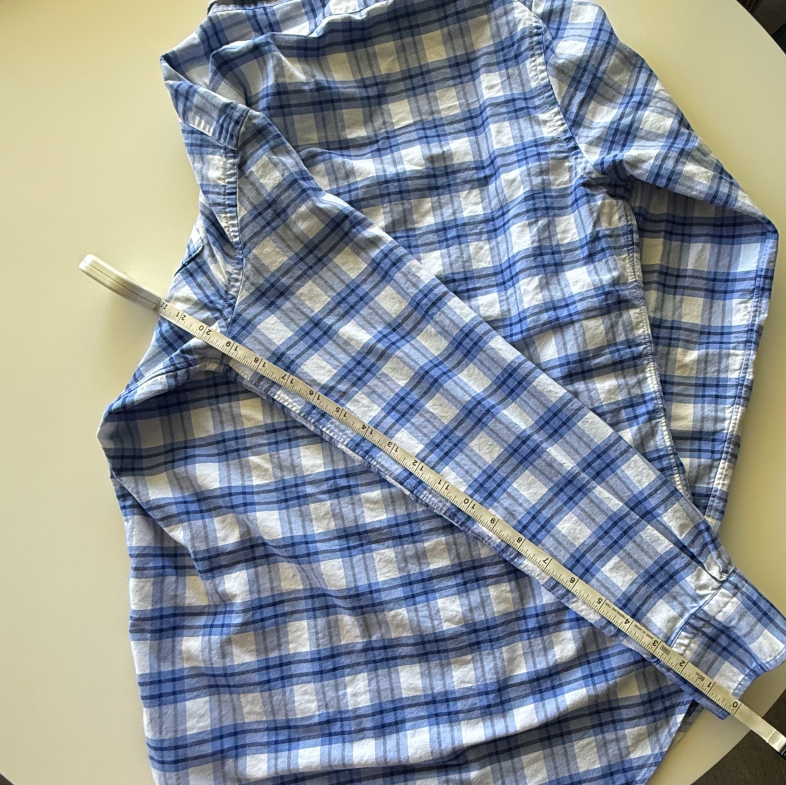 Brooks Brothers Milano Shirt S Small Blue Plaid Supima Cotton Made in USA Slim