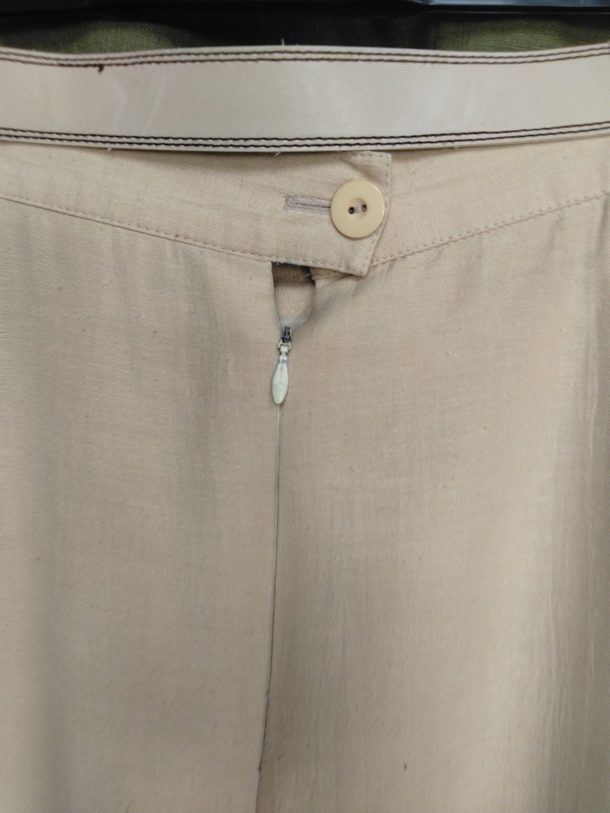 Vintage 80’s Ravens Classic beige linen polyester mix A-line midi skirt size 16
