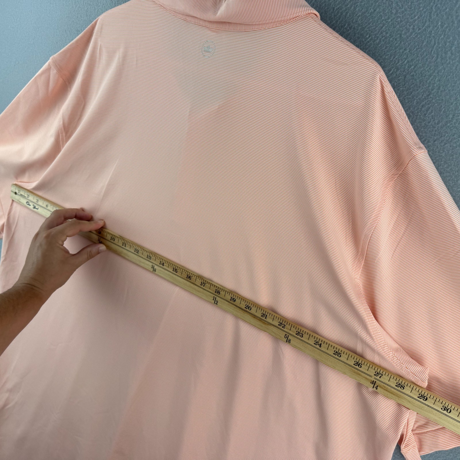 Peter Millar Summer Comfort Polo shirt Mens 3XT 3XL Tall Salmon Pink Striped