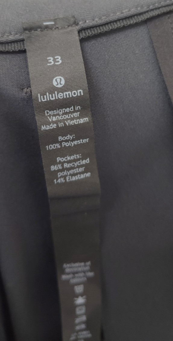 Lululemon Men Pants 33 Gray Poly Blend Straight Regular Fit Flat Front Chino
