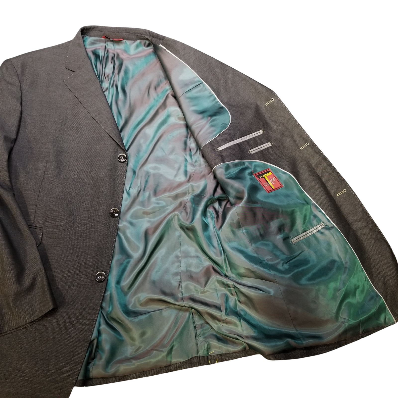 NEW $599 Tayion T-Fusion 2 Piece Olive Birdseye Suit Men’s 50R 44 X 36 Wide Leg