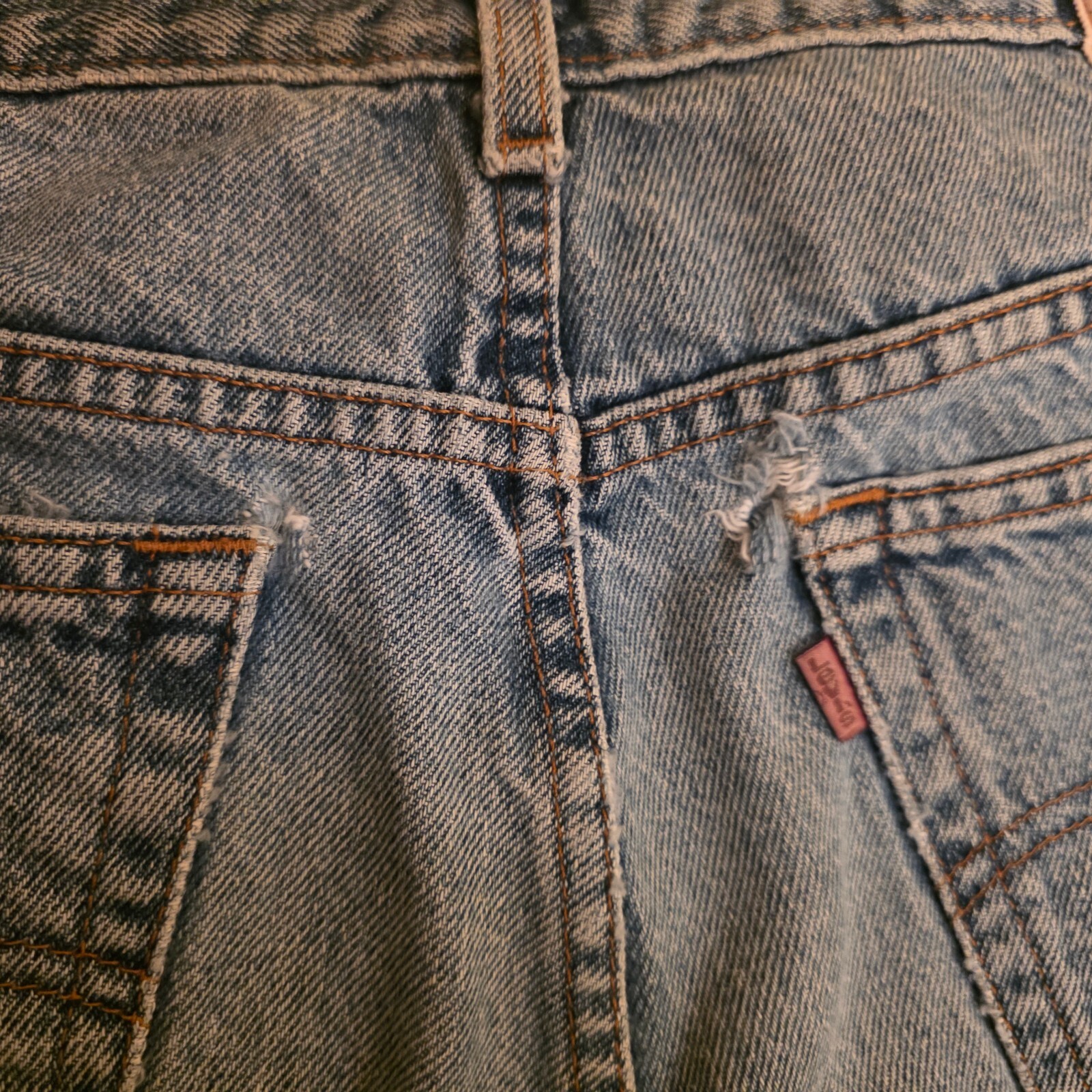 Vintage Brown Tab 1990s Levi’s Brown Tab Jeans 40×34 Naturally Distressed Paint