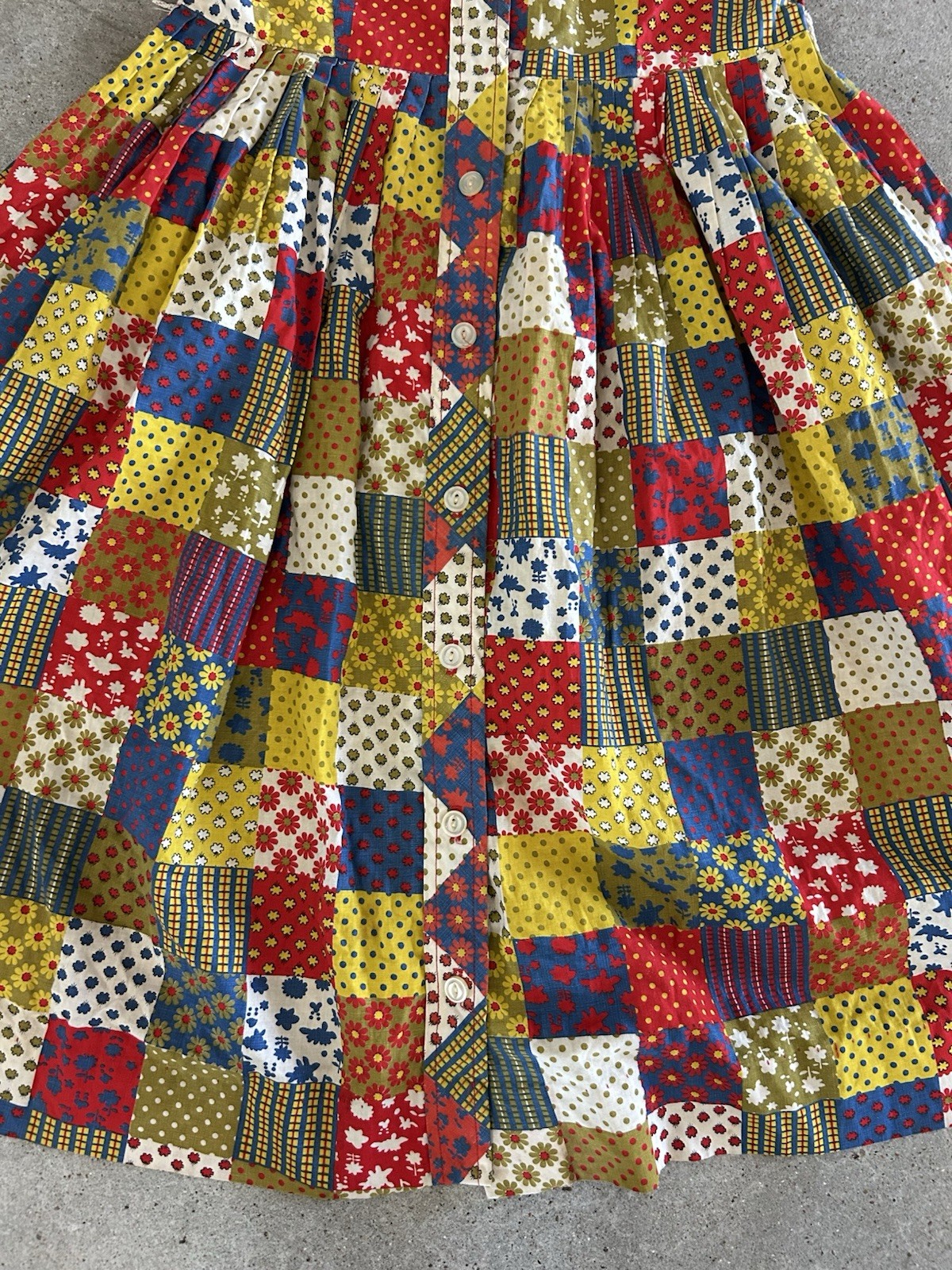 Vintage Fit Flare Dress Small Patchwork Print Fabric Prairie 1960’s?