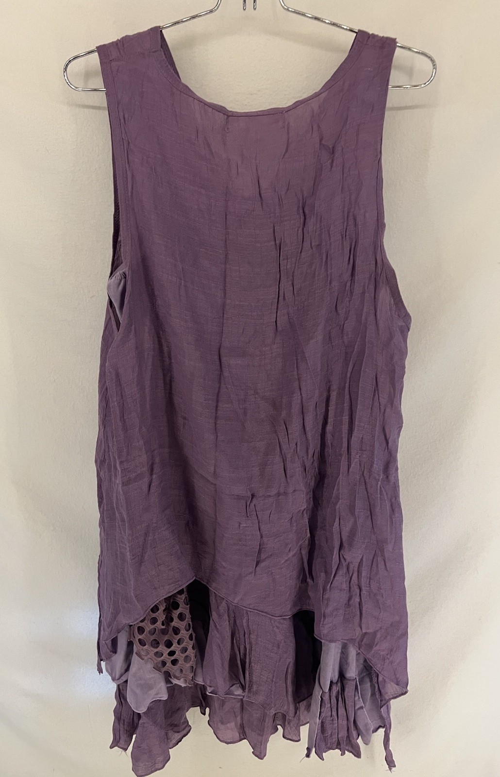 Pretty Angel Tunic 2 Piece Dress Ruffle Hem Boho Fairycore Lagenlook Size S