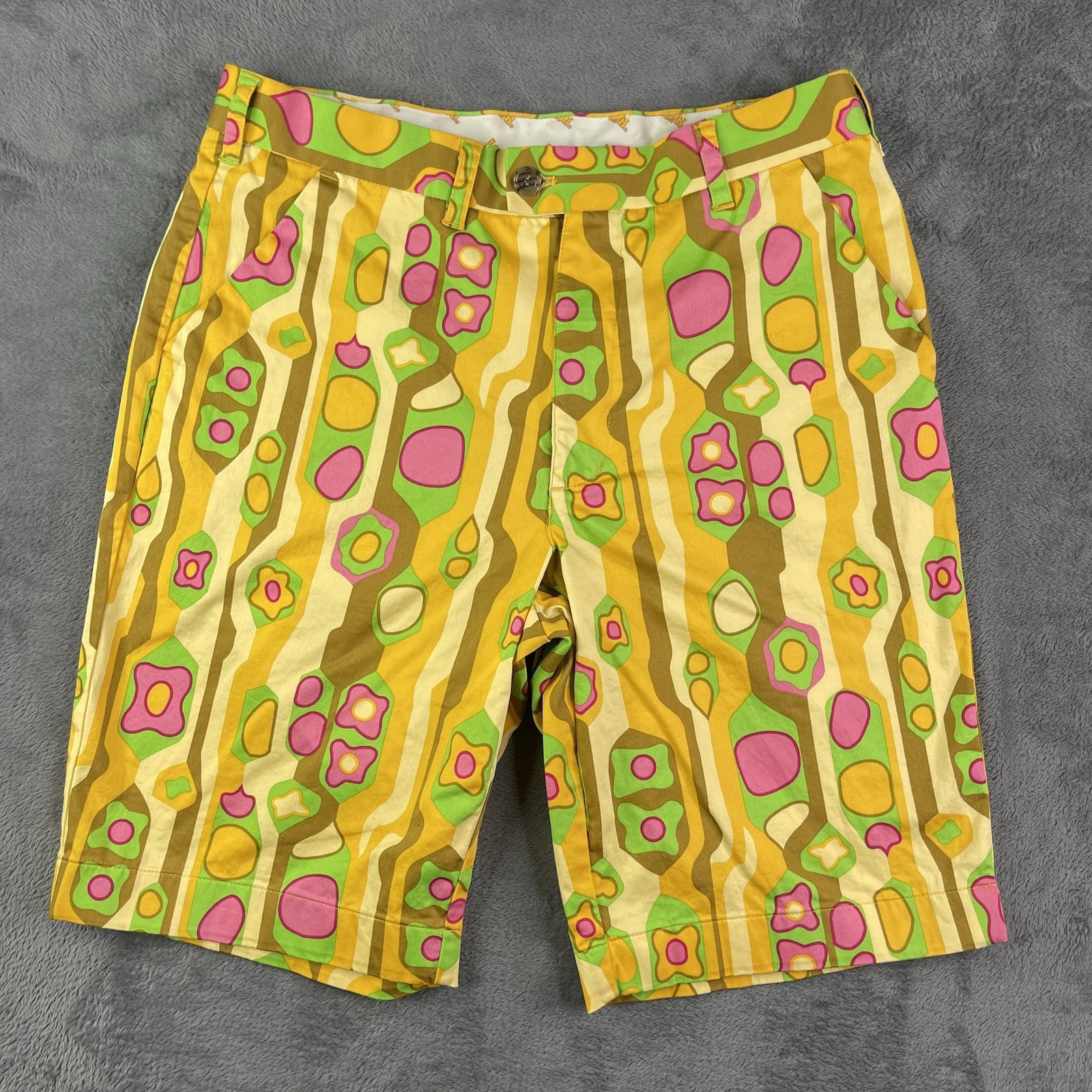 Loudmouth Golf Shorts Mens 34 Retro Floral Bermuda Stretch Flower Print Hippie