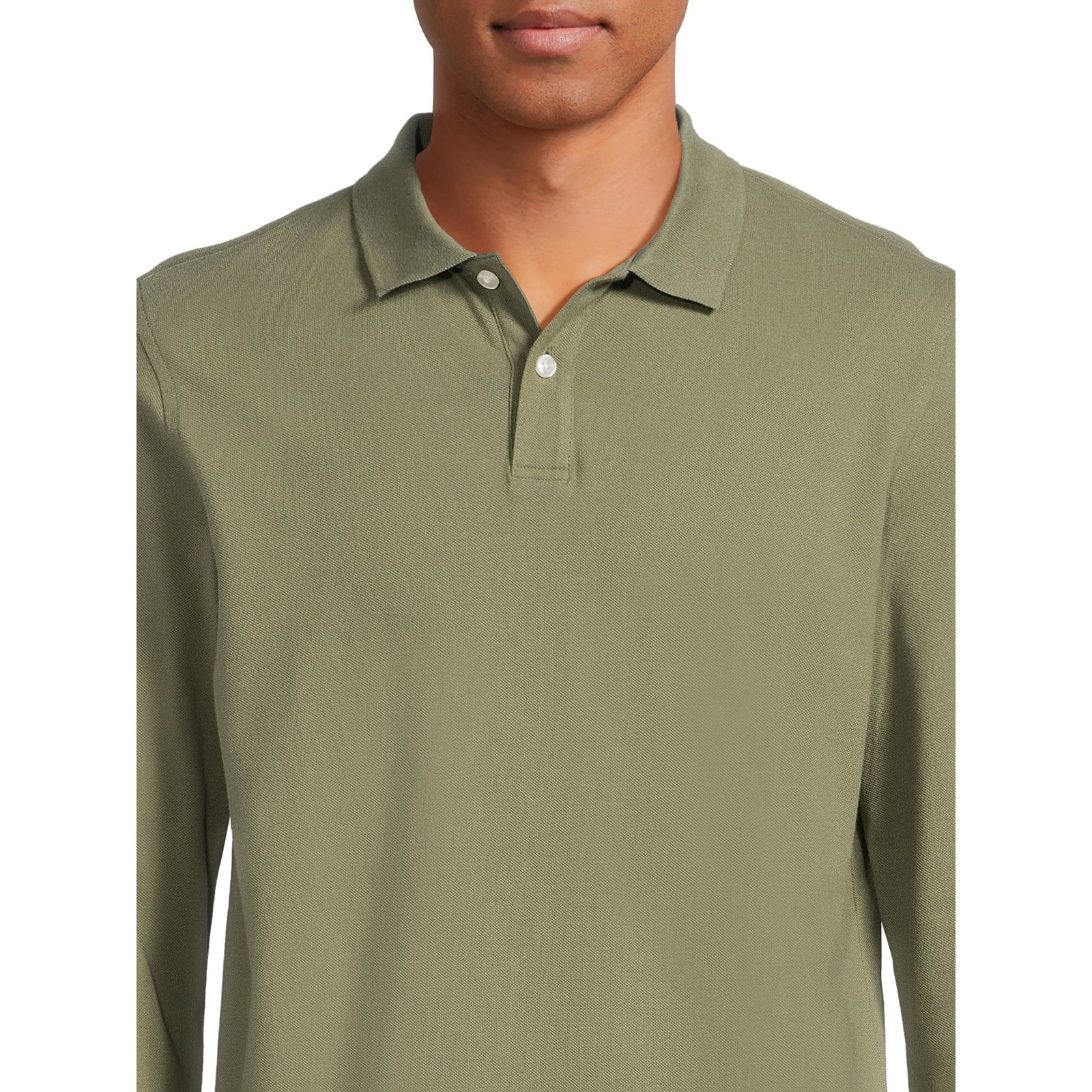 George Men’s Pique Long Sleeves Polo Shirt , Green Artichoke Size M(38-40)