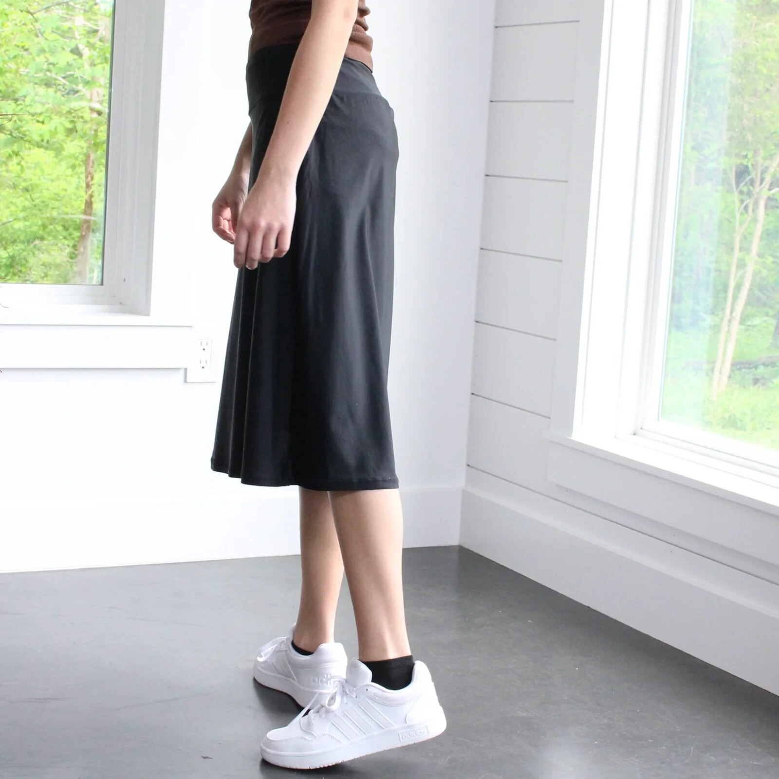 NWT Calypsa Long Midi Modest Black Swim Skirt Sizes XS – 4XL Skort With Shorts