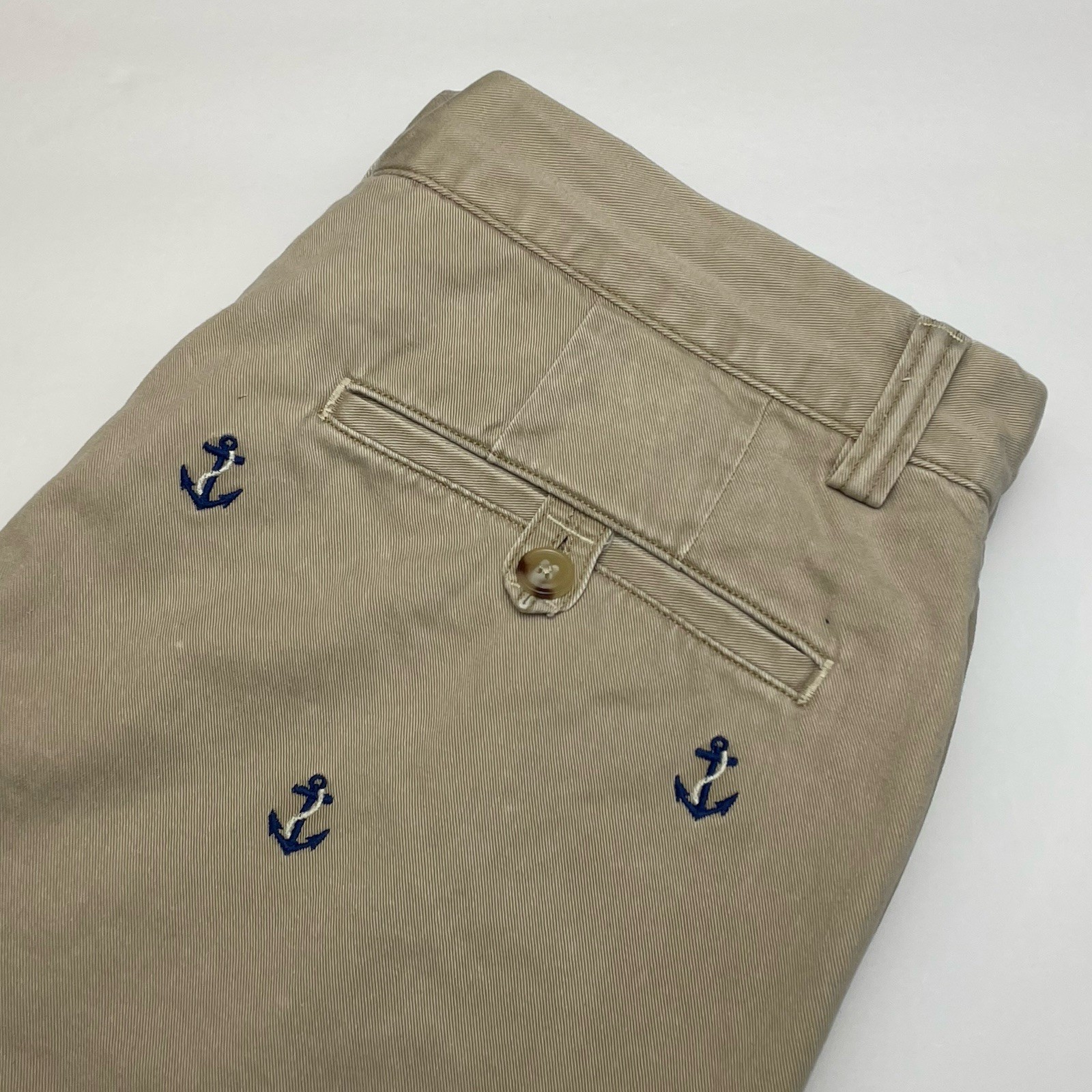 Polo Ralph Lauren Bedford Chino Shorts Mens 32 Khaki Anchor Embroidered 8.5″ In