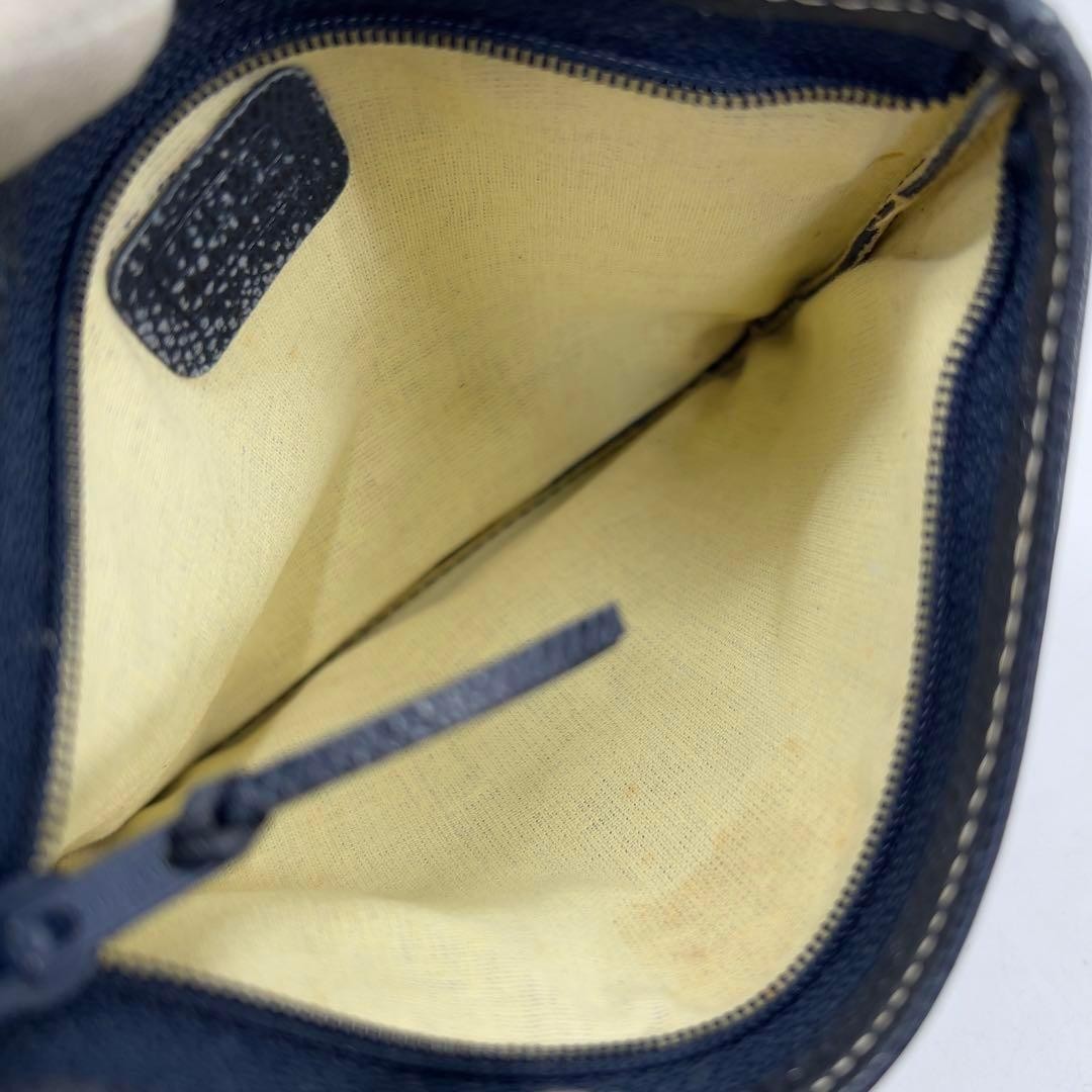 LOEWE Vintage Leather Pouch Women Pre-Owned Anagram Logo Navy