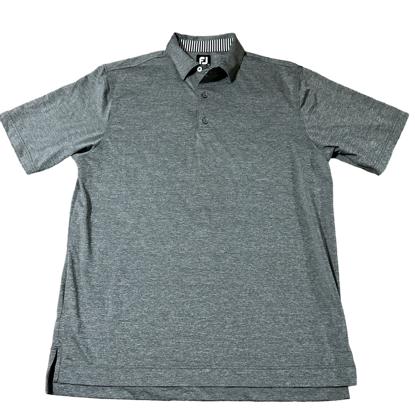 FootJoy FJ Golf Shirt Mens Large Grey Short Sleeve Performance Outdoors Preppy