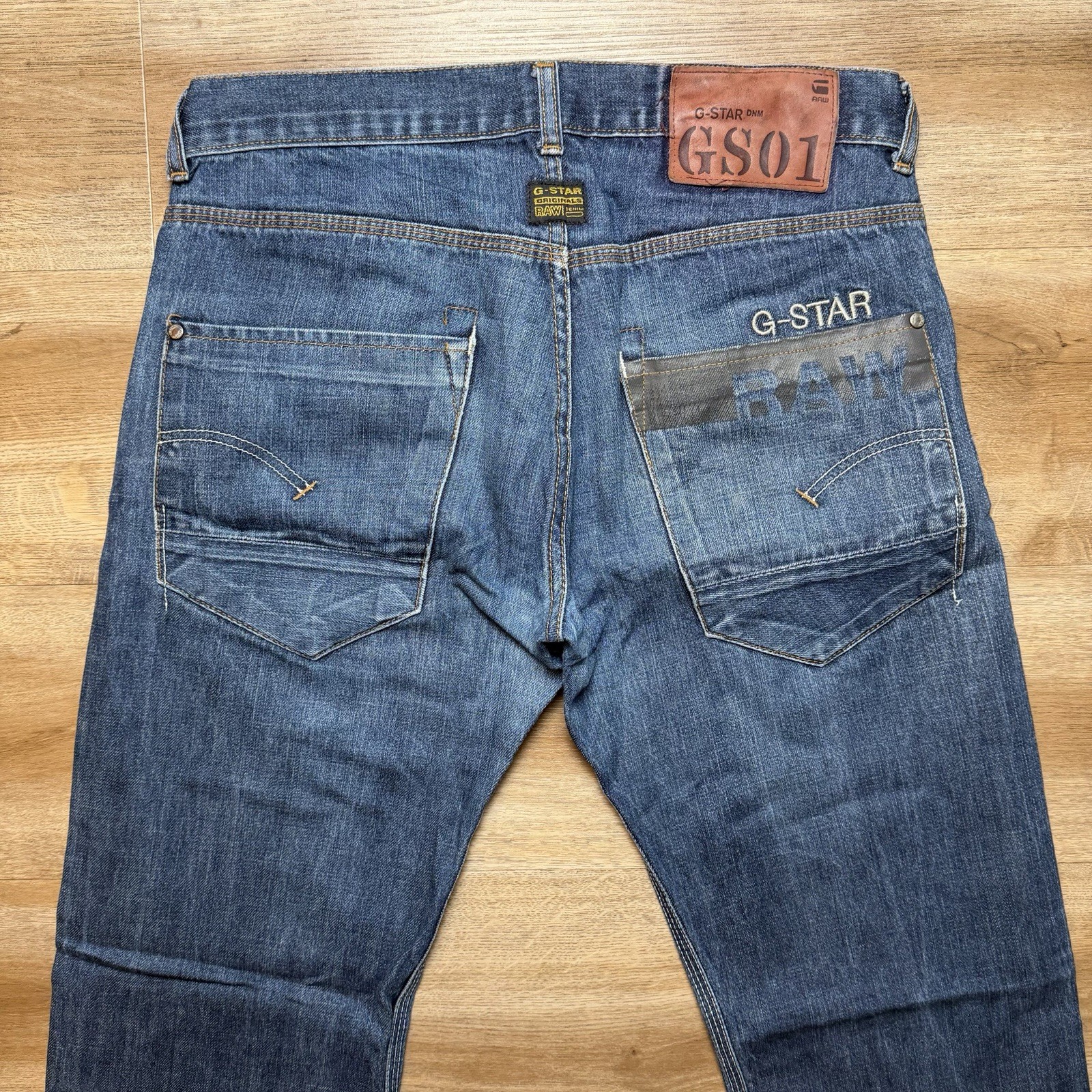 G-Star RAW Jeans Men 31×32 Blue Straight Leg Dark Wash Denim Distress Button Fly