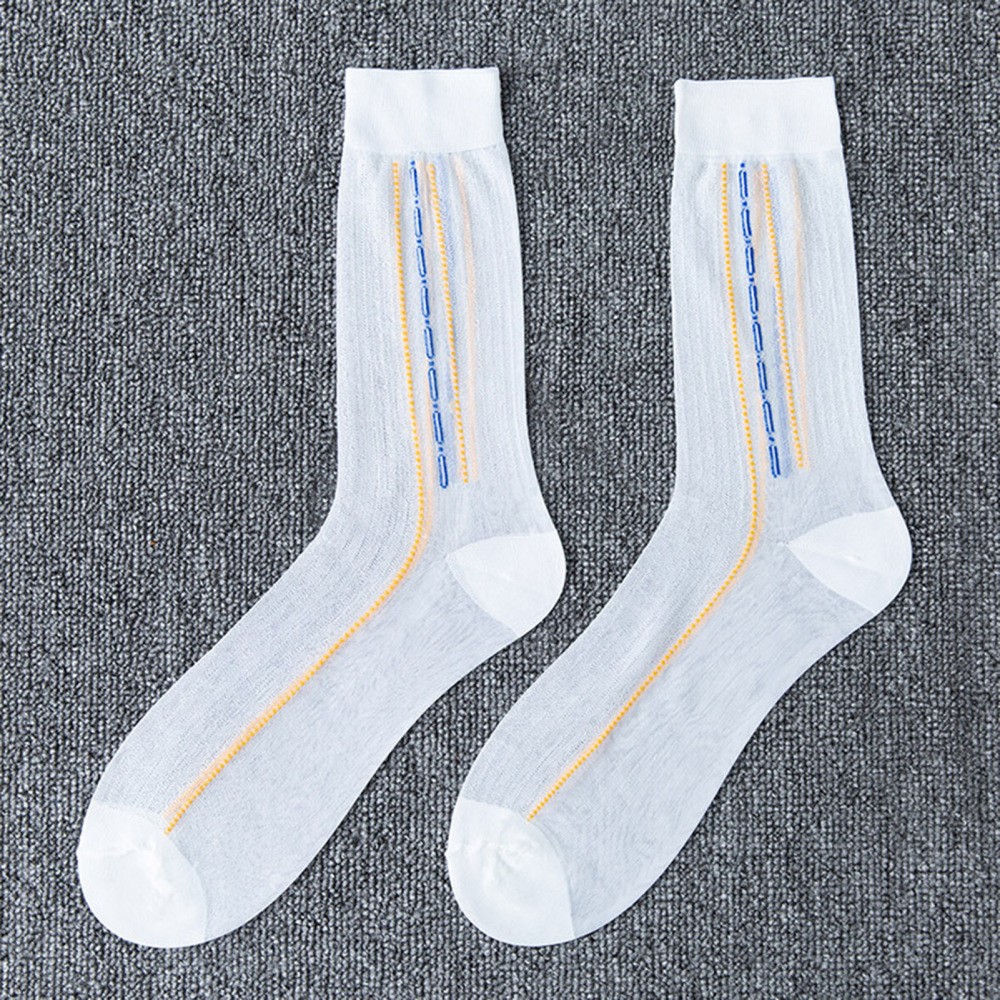 5 Pairs Man’s Thin Jacquard Calf Socks Sweat Absorption Mid-calf Socks