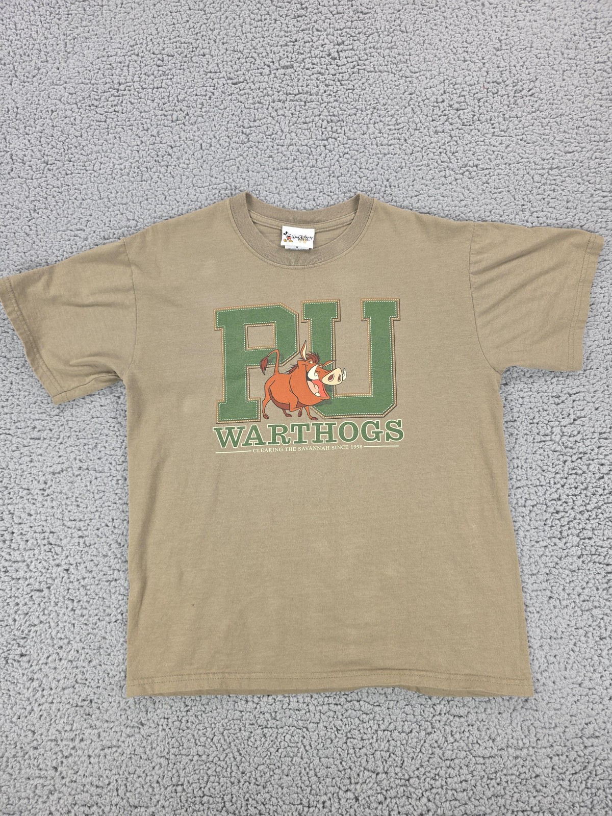 Walt Disney World Pumbaa Lion King PU Warthogs Shirt Mens Medium Tan Graphic