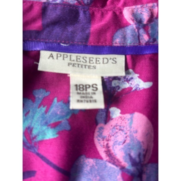 Appleseeds Petites Magenta Floral Button Down Shirt 18PS A35300 Purple Pink