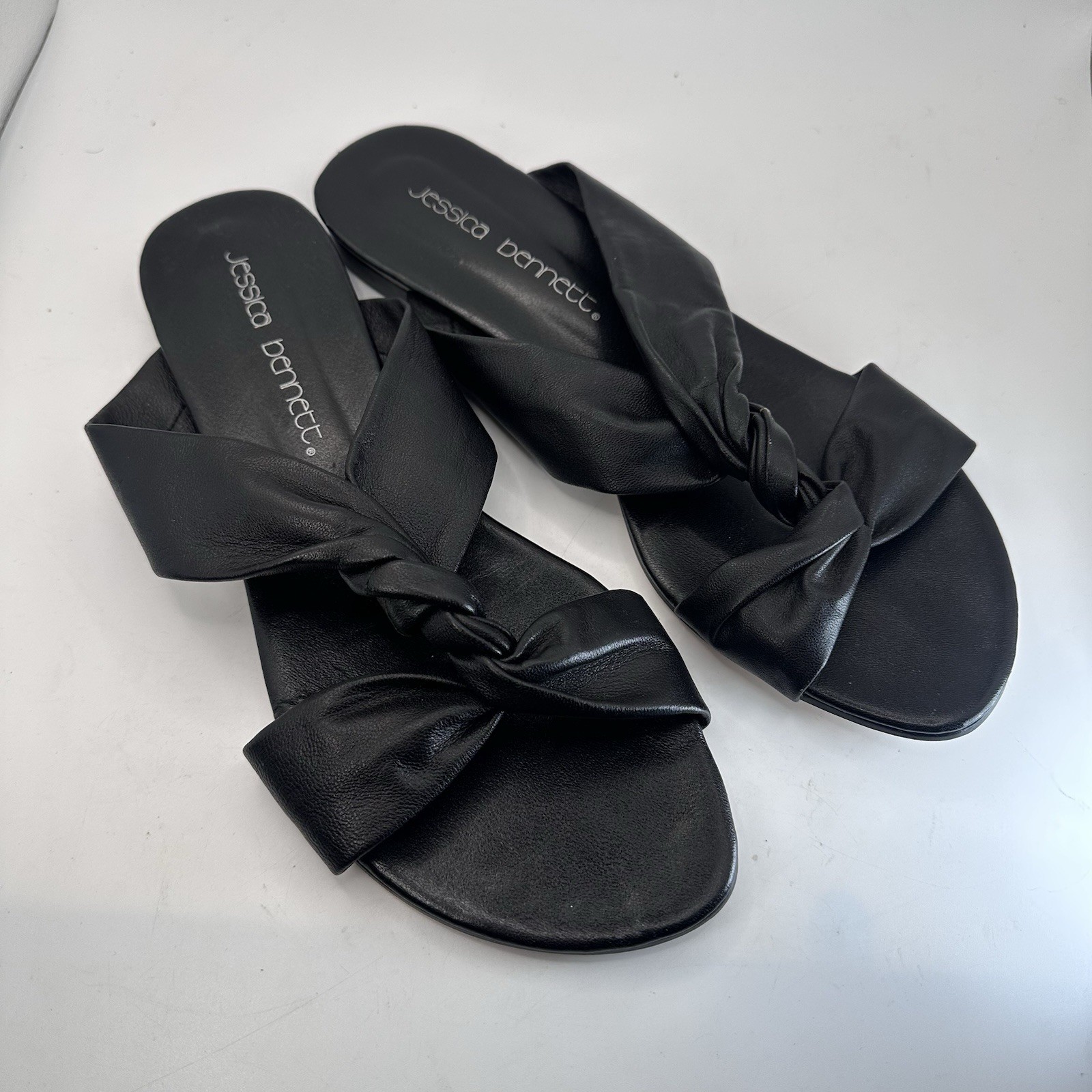 Jessica Bennett Strappy Open Toe Sandals Black Leather Twist 9 European Summer