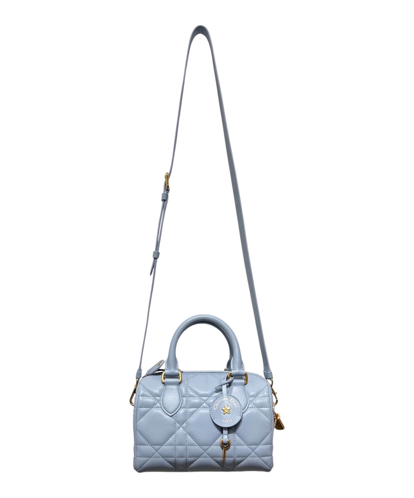 Christian Dior Boston Bag Groove 20 Pale Blue Calfskin Width 7.87 in Women 99