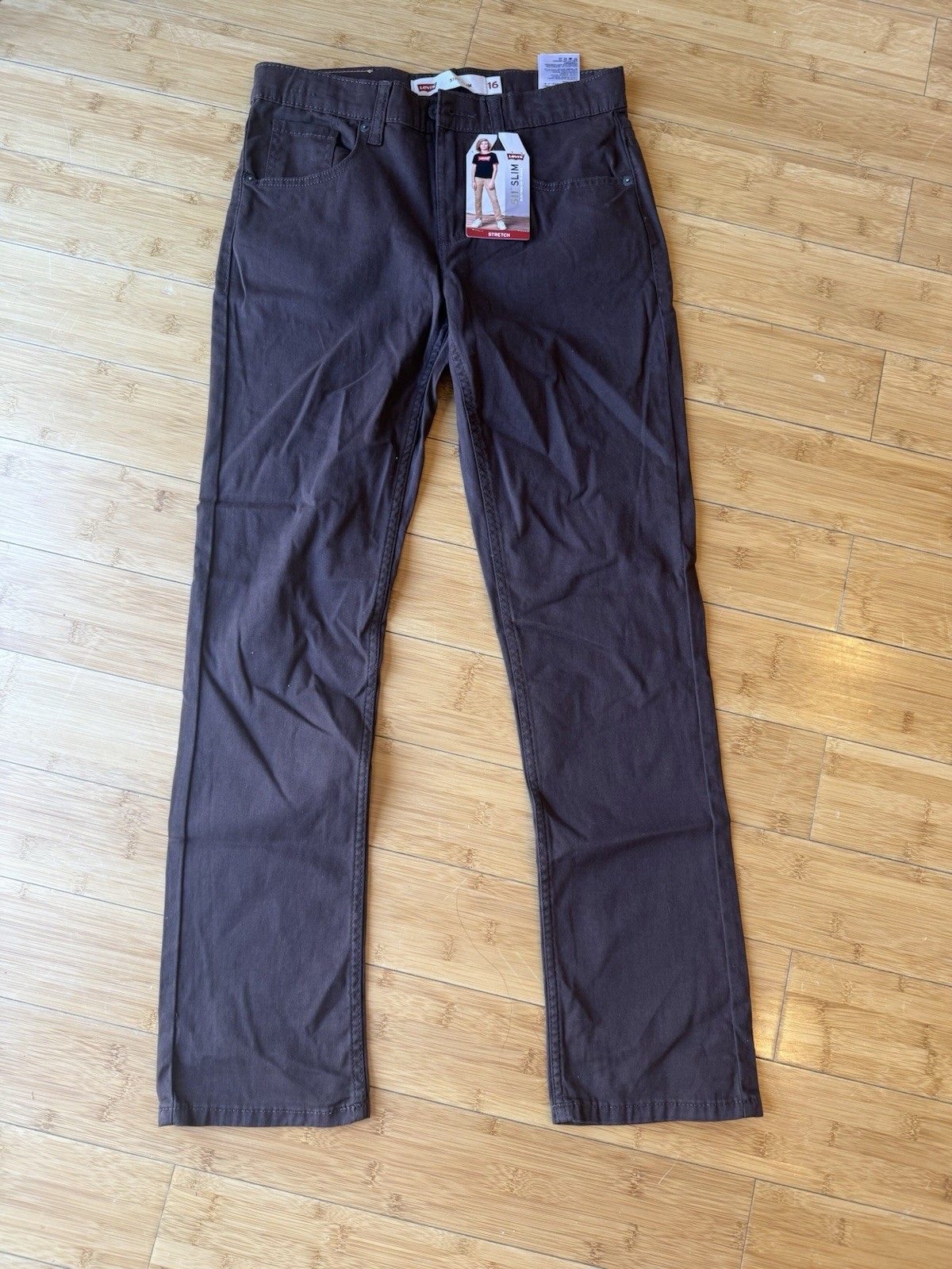 Levi Boy’s 511 Size 16 Slim Fit Stretch Denim Jean W 26 L 30 Brown