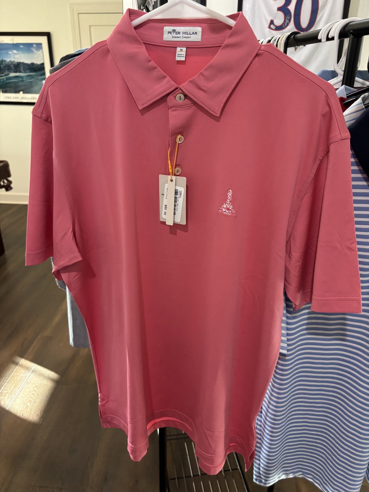 Peter Millar Summer Comfort Prairie Dunes Country Club Polo Mens M NWT Pink