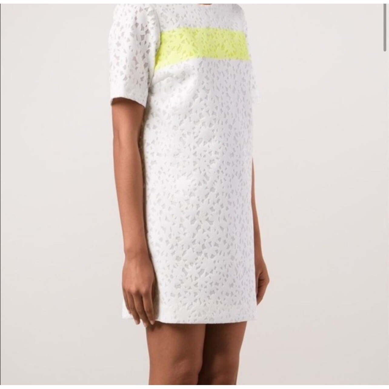 Elizabeth and James Mini Dress Lace Overlay Neon Stripe Short Sleeve XS