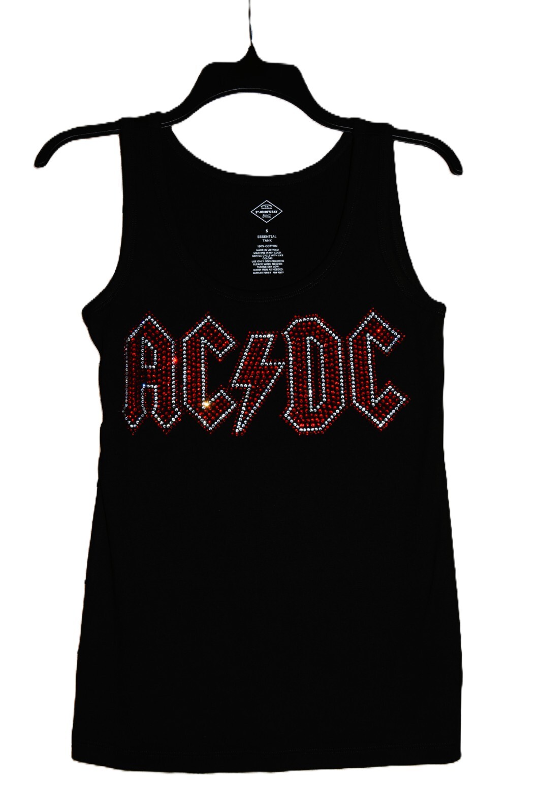 AC/DC rhinestone bling shirt or tank XS S M L XL XXL 1X 2X 3X 4X 5X clear red