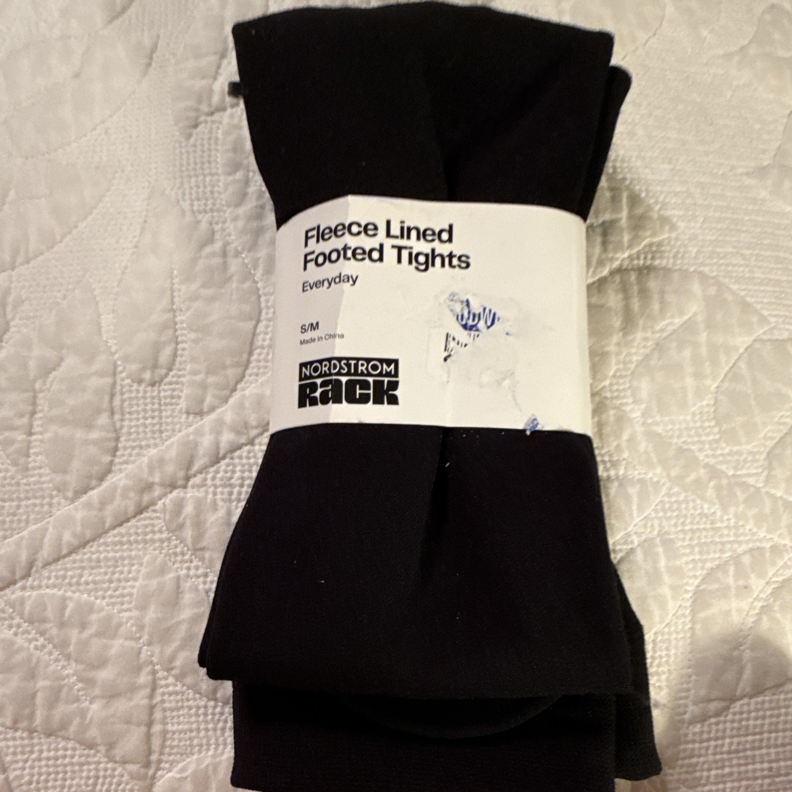 Nordstrom Rack Women’s Black S/M Fleece Lined Footed Tights Full Toe Solid