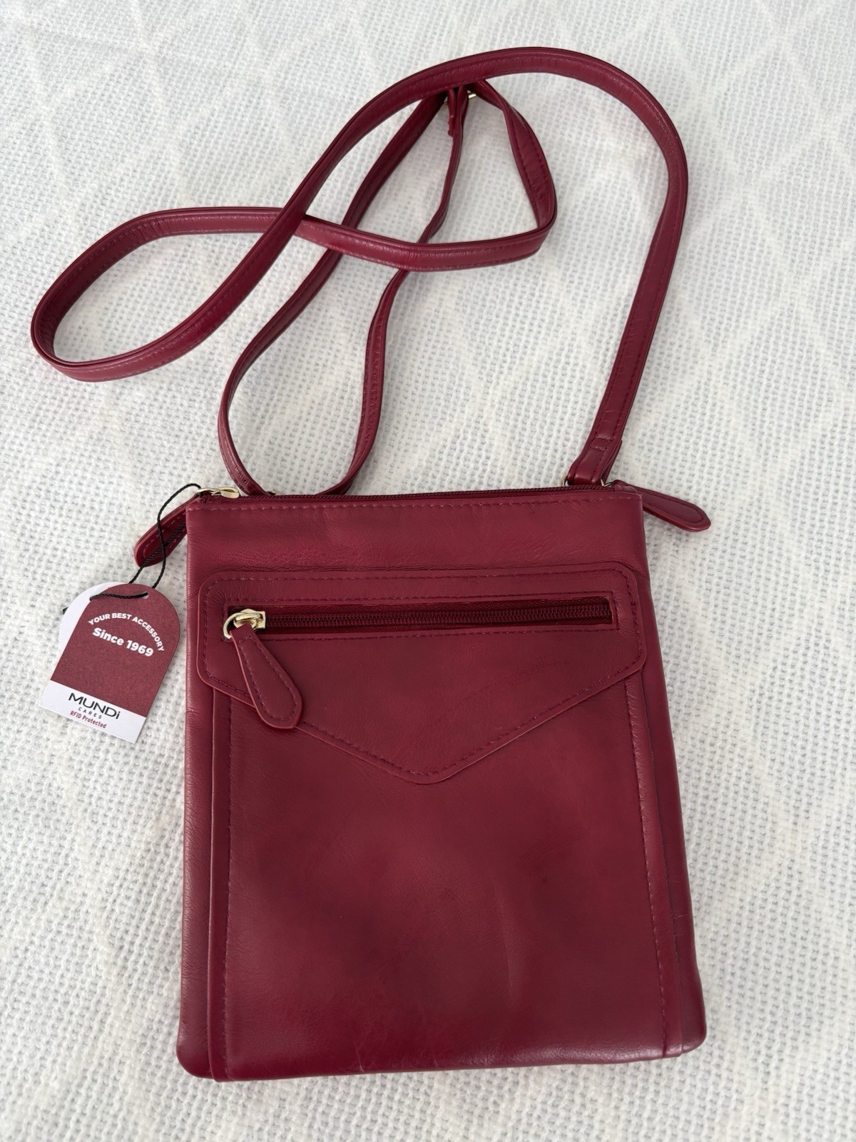 Mundi Red Crossbody Vegan Leather Adjustable Strap Multiple Compartments NEW!