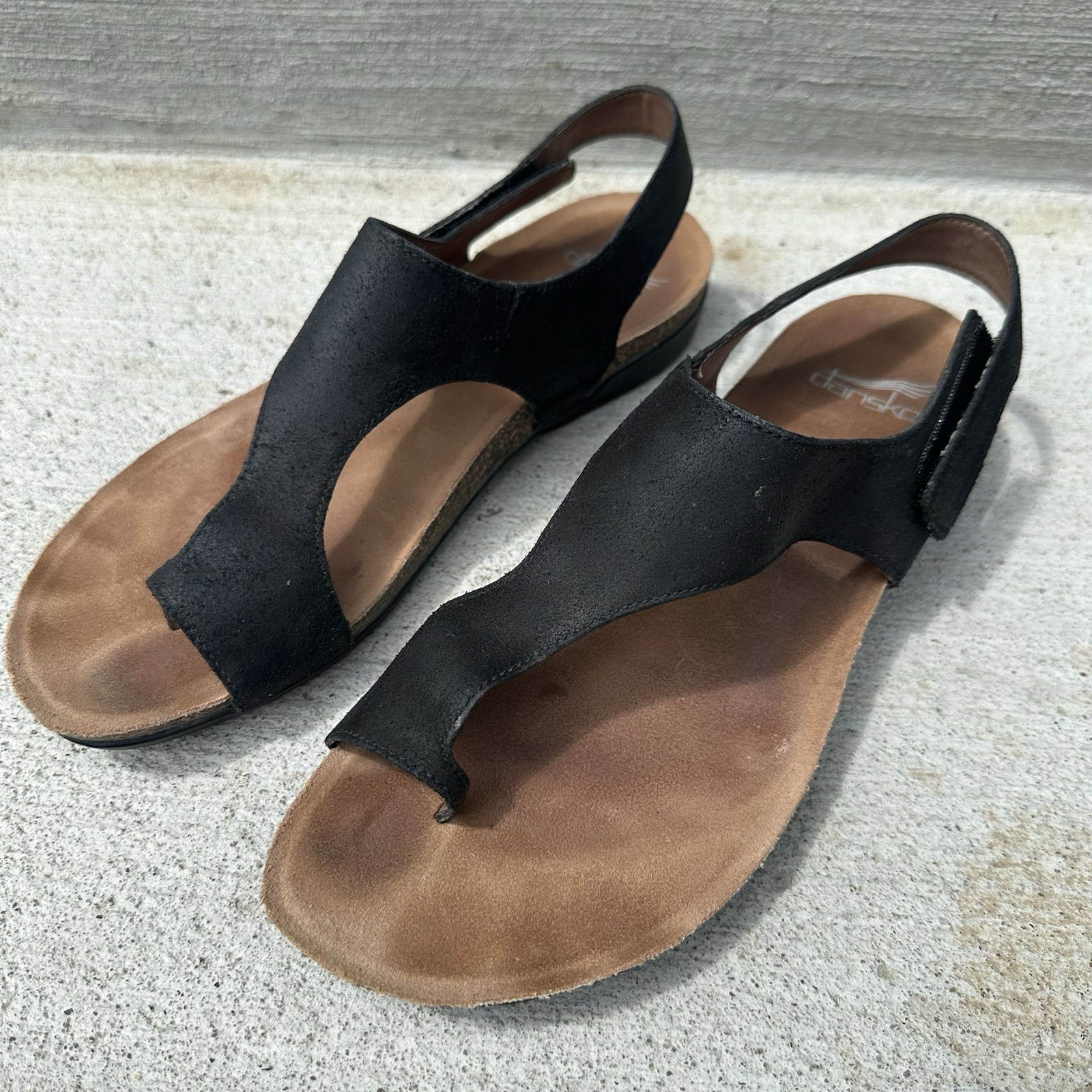 Dansko Reece Full Grain Suede Leather Sandals 6024180200 Black Size 41 / 9.5-10