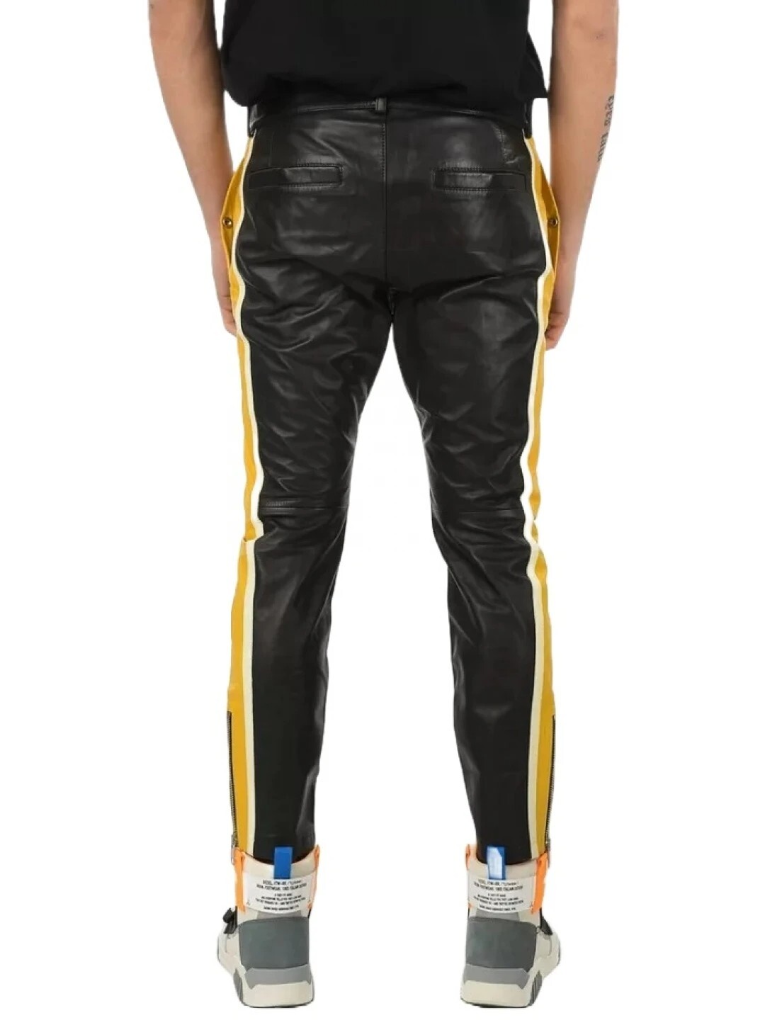 Mens Multicolor Biker Leather Pants Real Lambskin Size 28 to 40 Custom Made- 001
