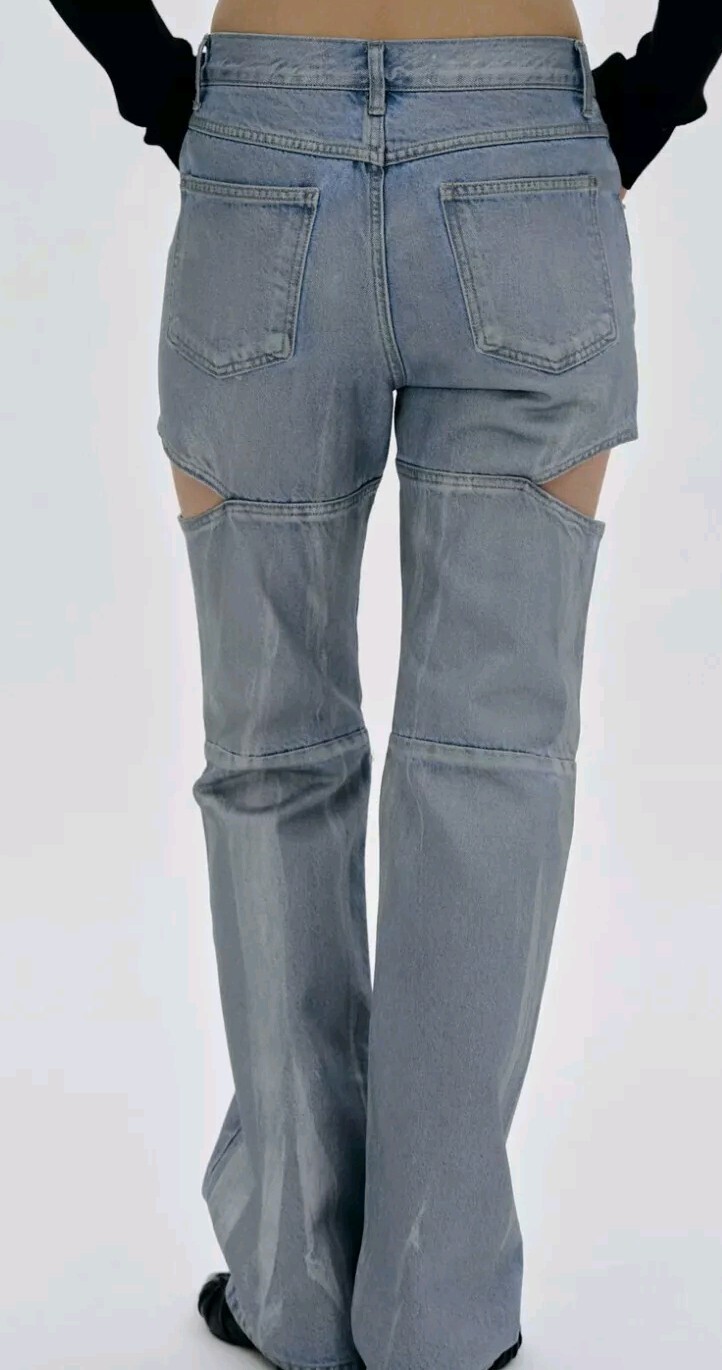 Source Unknown Blue Cut Out Coated Jeans Stone Washed Women’s Sz Medium