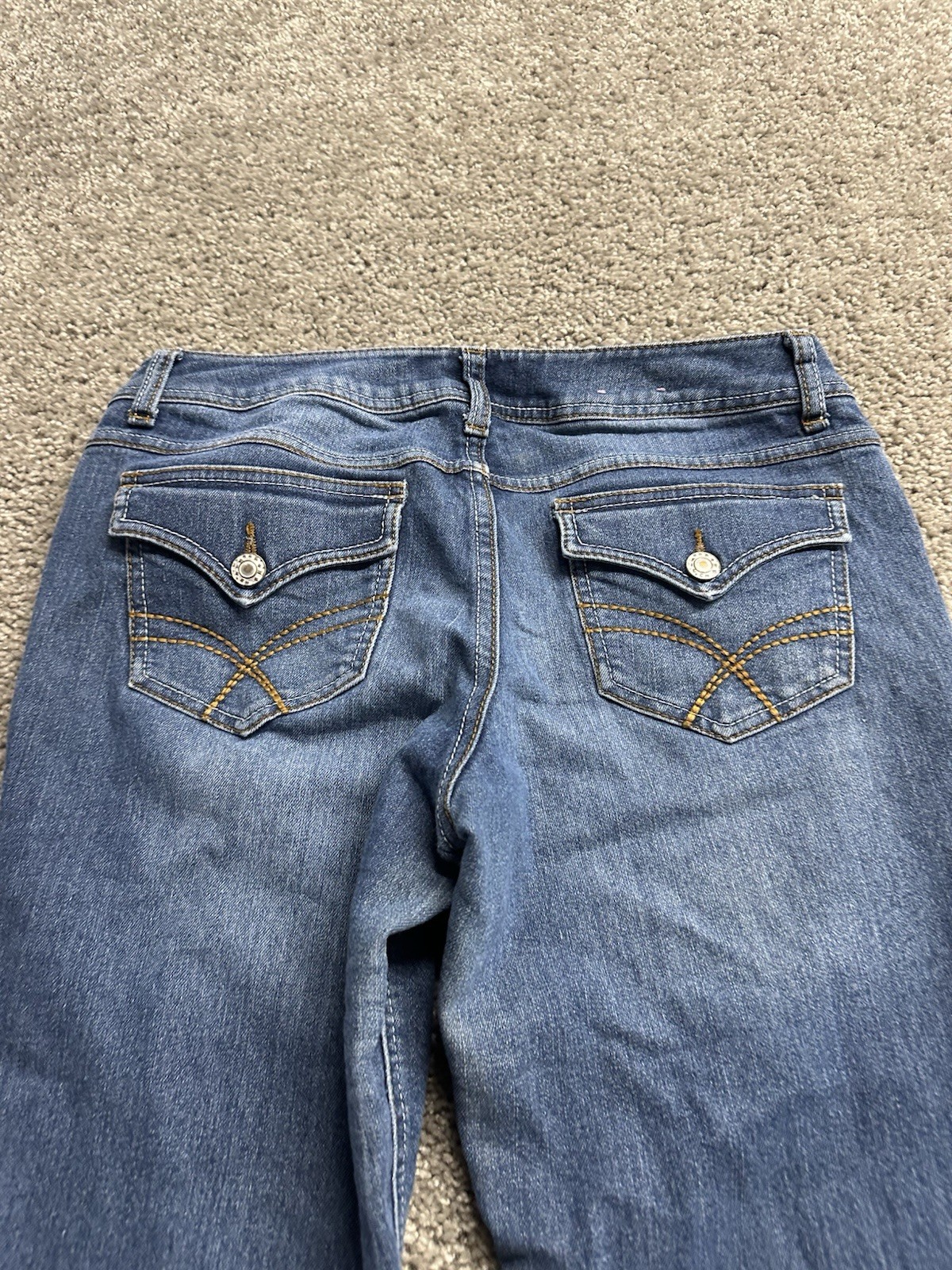 Y2k SO Low Rise Flare Bootcut Jeans Size 9 Low Rise Dark Wash 2000s Cute