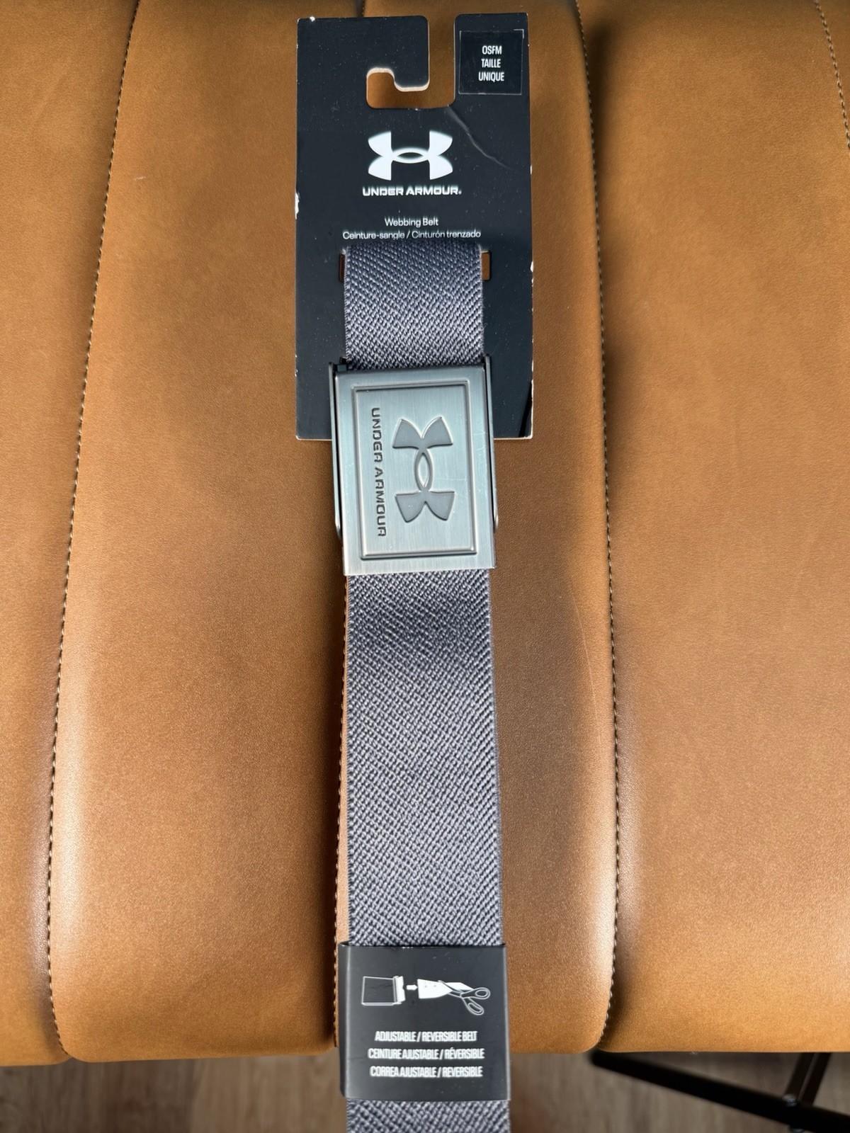 NEW Under Armour Mens UA Webbing Golf Belt Gray OSFM Adjustable Cut-to-Fit