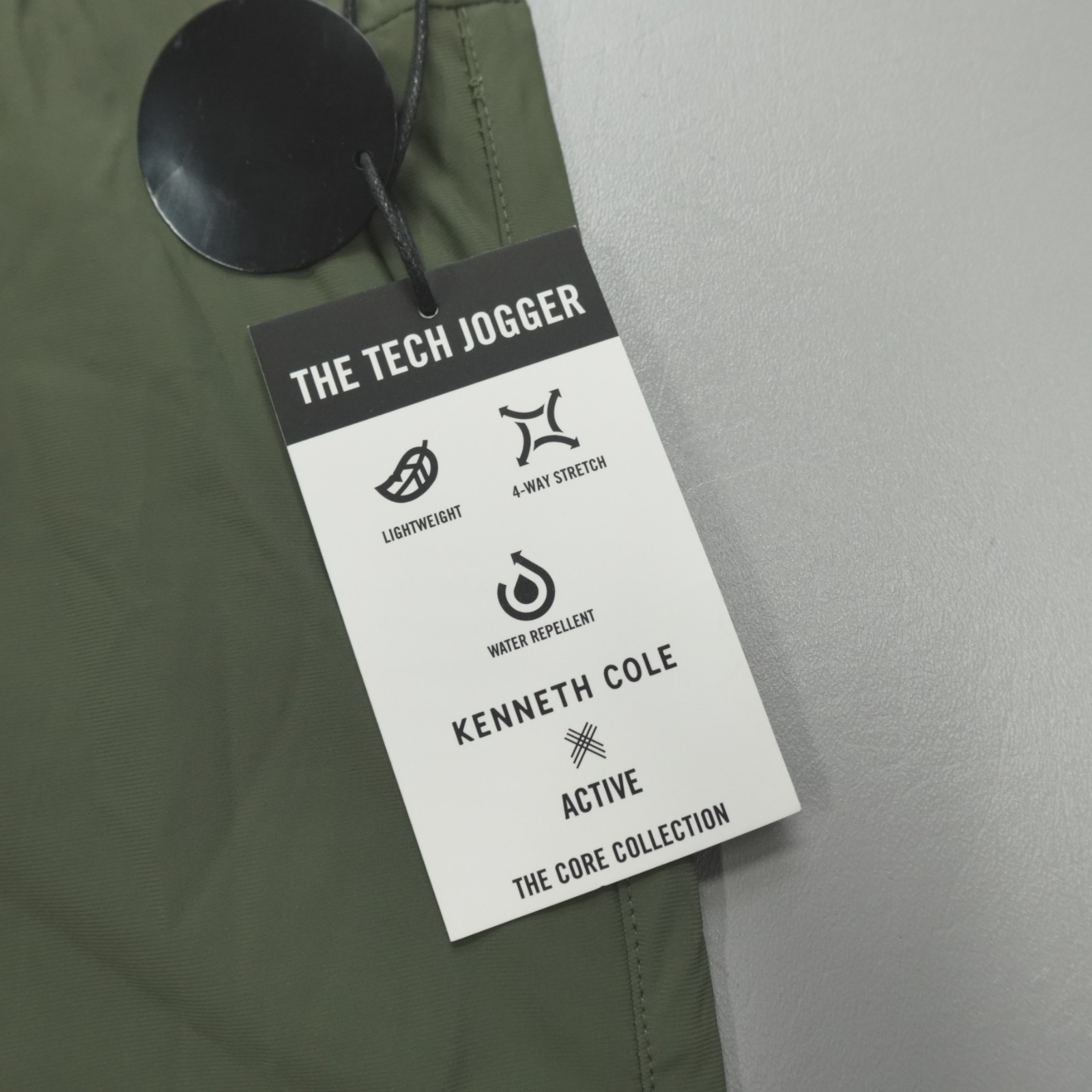 Kenneth Cole Active Tech Jogger Ankle Zip DWR Lightweight Reflective Olive