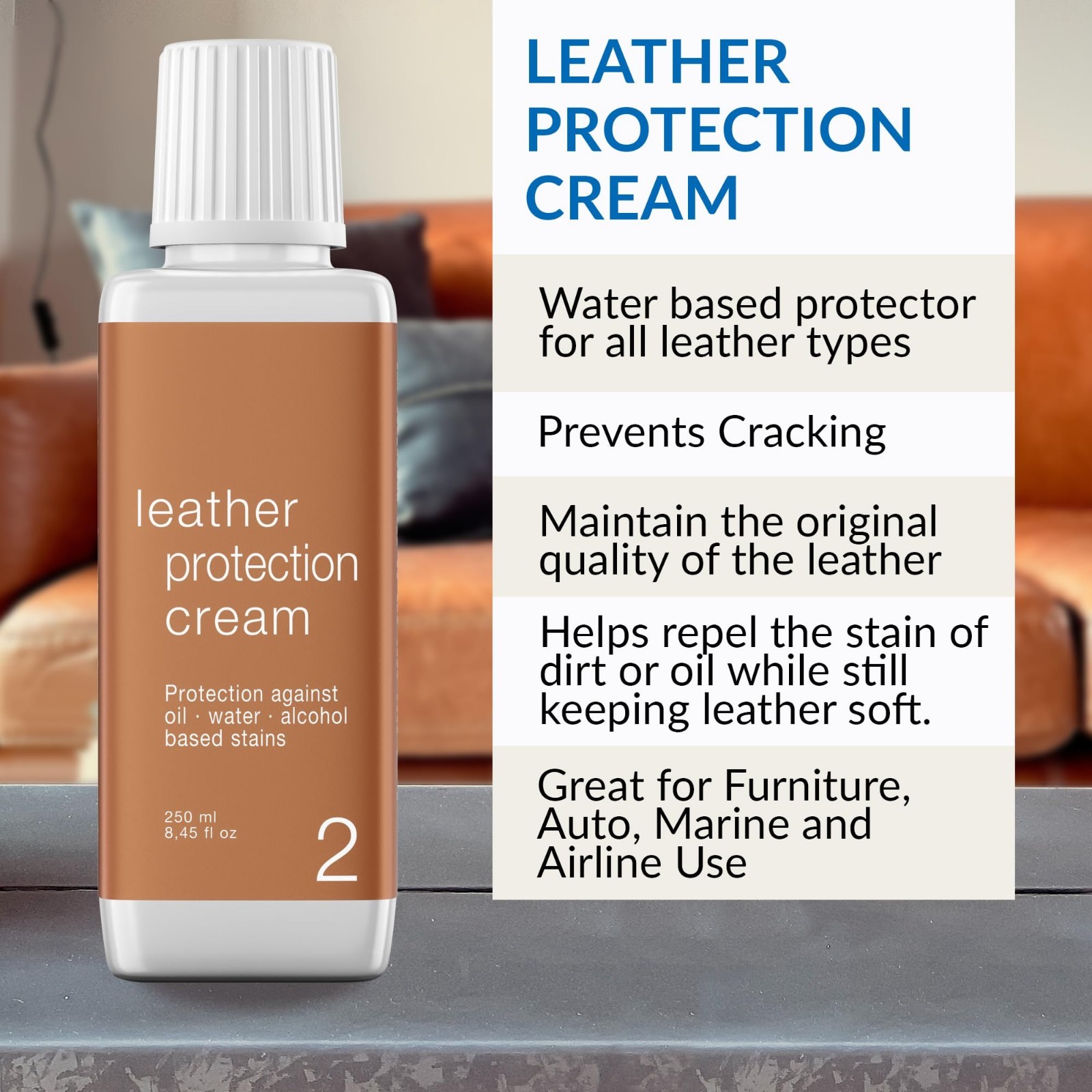 Leather Care Kit – Cleaner & Conditioner for Car Seats, Furniture, Purses, Jacke