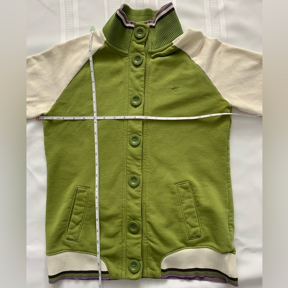 Vintage Esprit Green and White Colorblock Varsity Bomber Jacket