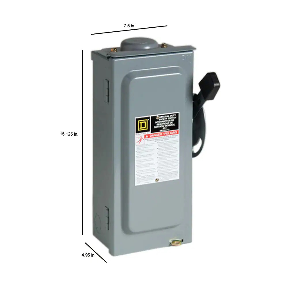 Square D 60 Amp Single phase (120V/240V) Fusible Outdoor General-duty Safe|13046