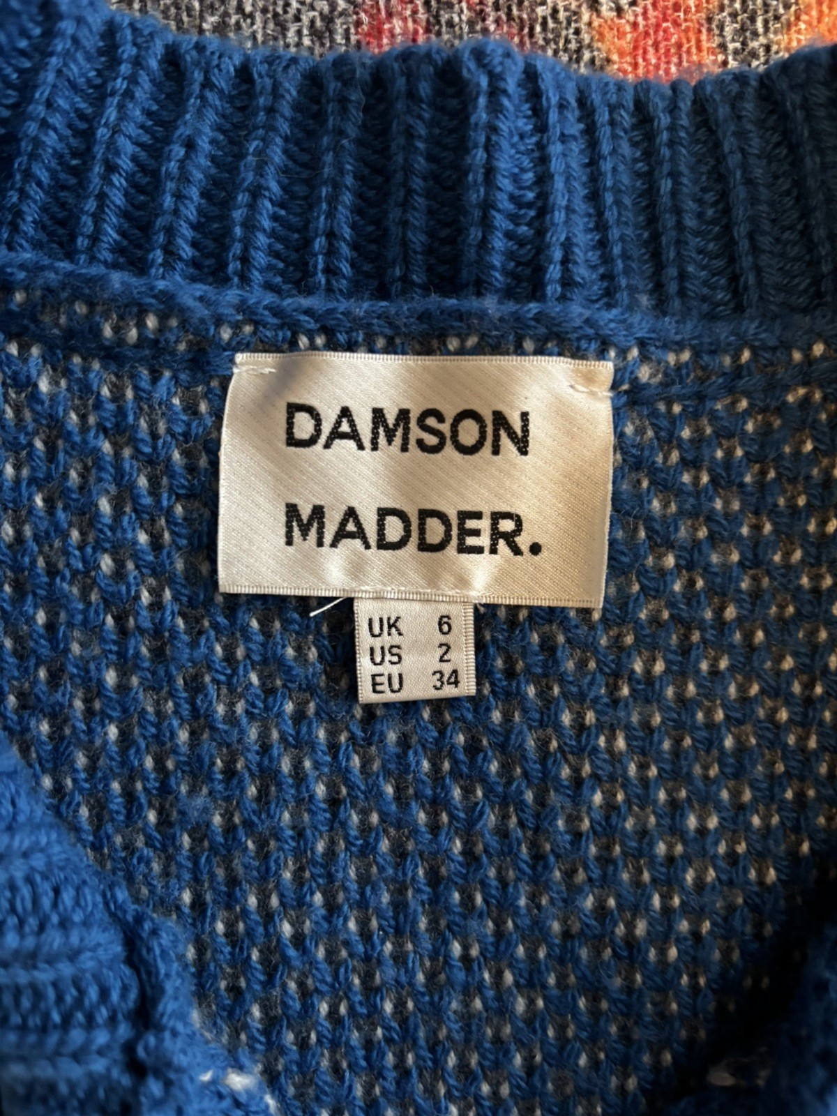 Damson Madder Romily cardigan blue with intarsia squirrel