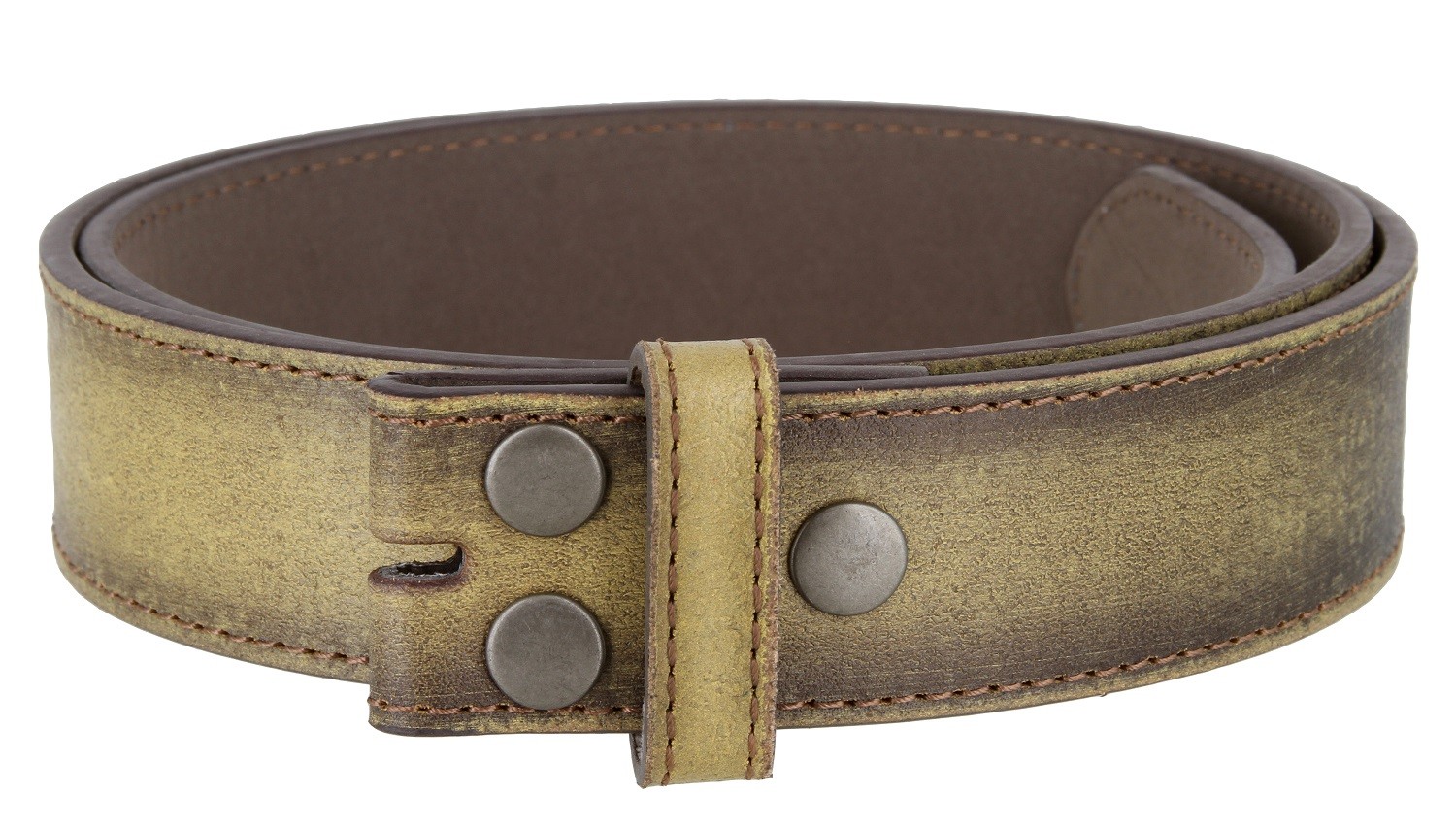 Vintage Distressed Style Genuine Leather Casual Belt Strap 1-1/2″ Wide, TAN