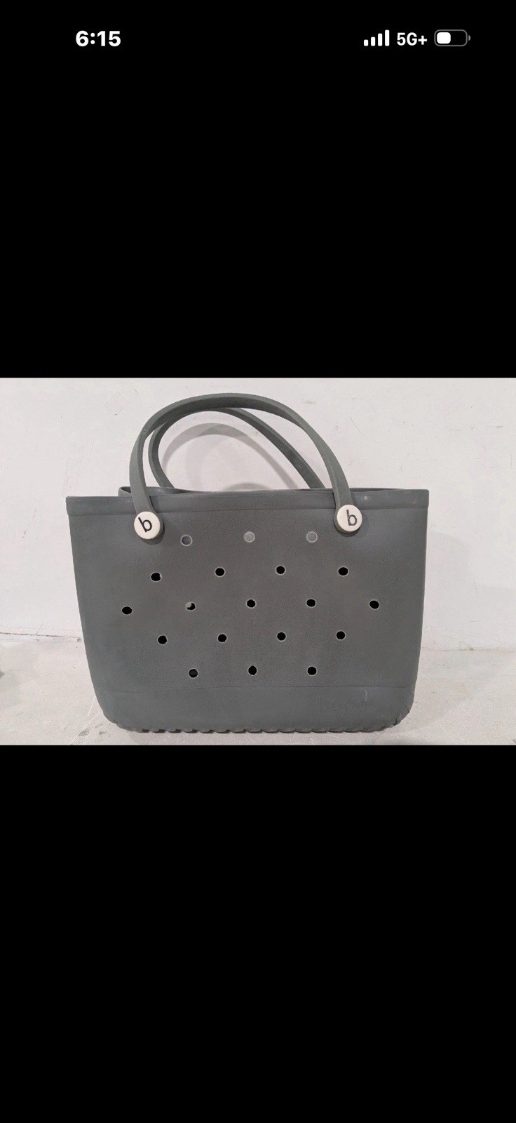 Authentic Small Bogg Bag Gray Waterproof Washable EVA Beach Pool Tote