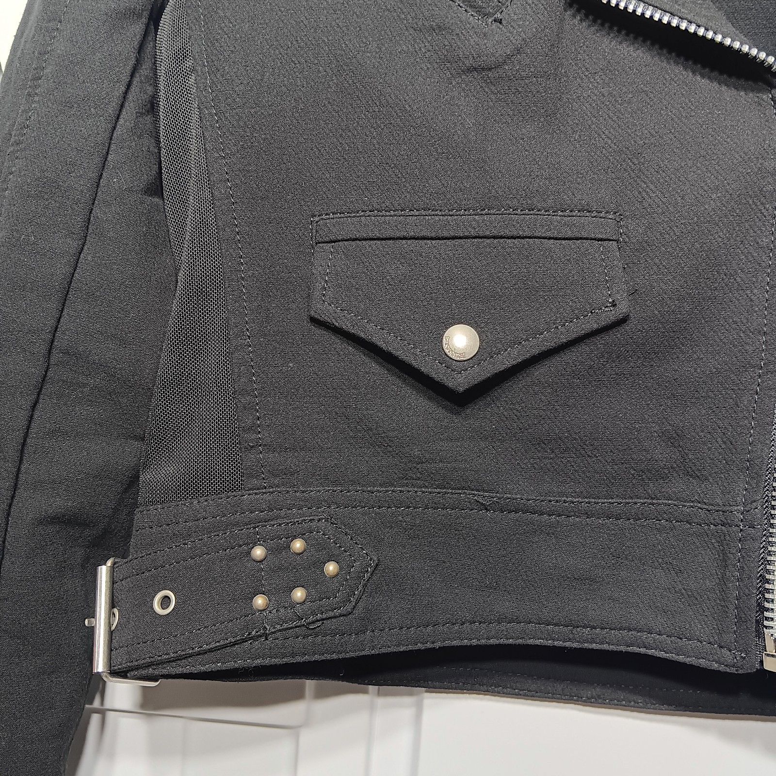 Blank NYC Crepe Moto Jacket Biker Zip Snap Adjust Belt Black Size S
